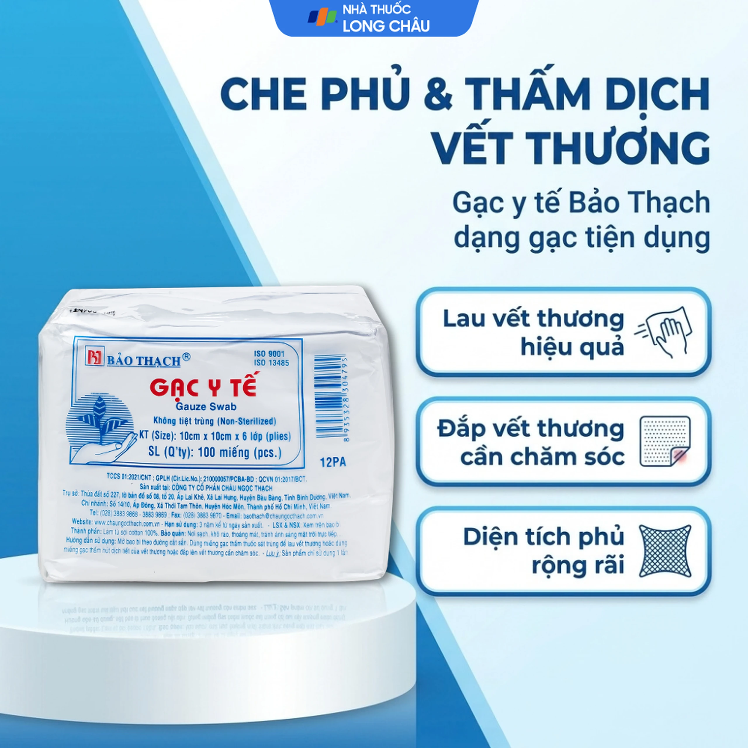 Gạc Bảo Thạch 10x10cm x 6 lớp (100 miếng) 2