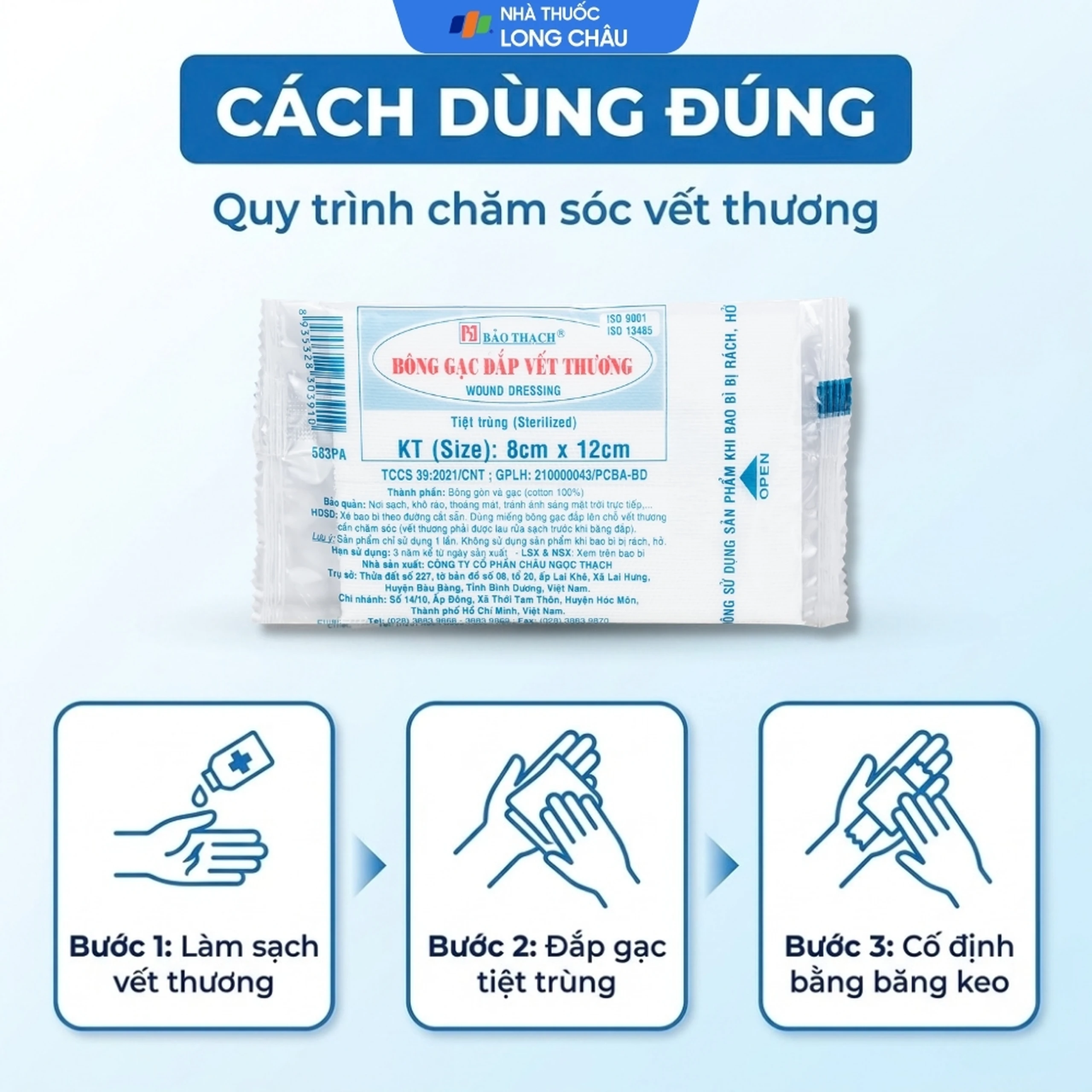 Bông gạc đắp vết thương Bảo Thạch 8x12cm 5