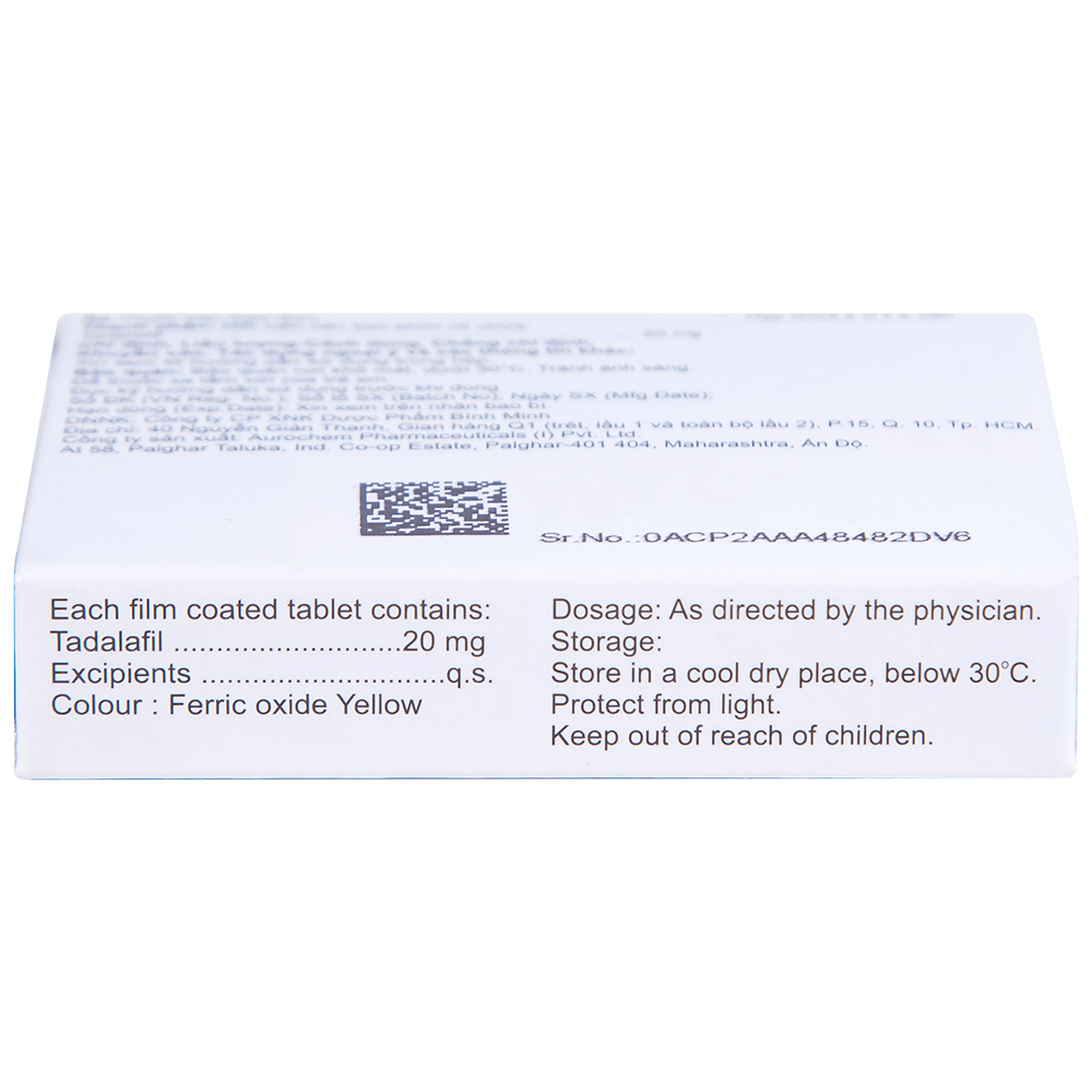 Thuốc Tadachem-20 Aurochem điều trị rối loạn cương dương (2 vỉ x 2 viên)