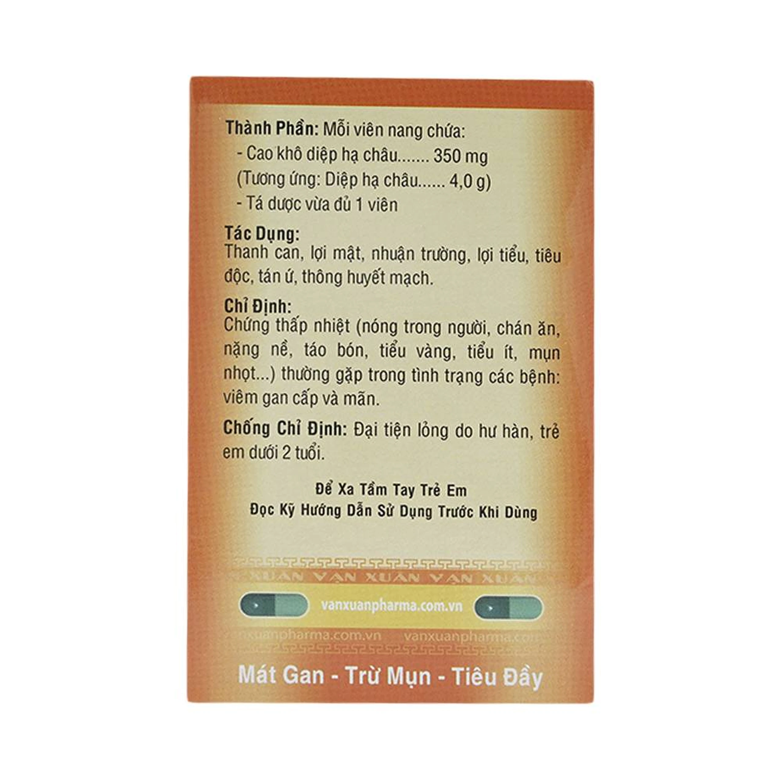 Thuốc Diệp Hạ Châu V Vạn Xuân điều trị chứng thấp nhiệt trong viêm gan cấp và mãn (10 vỉ x 10 viên)