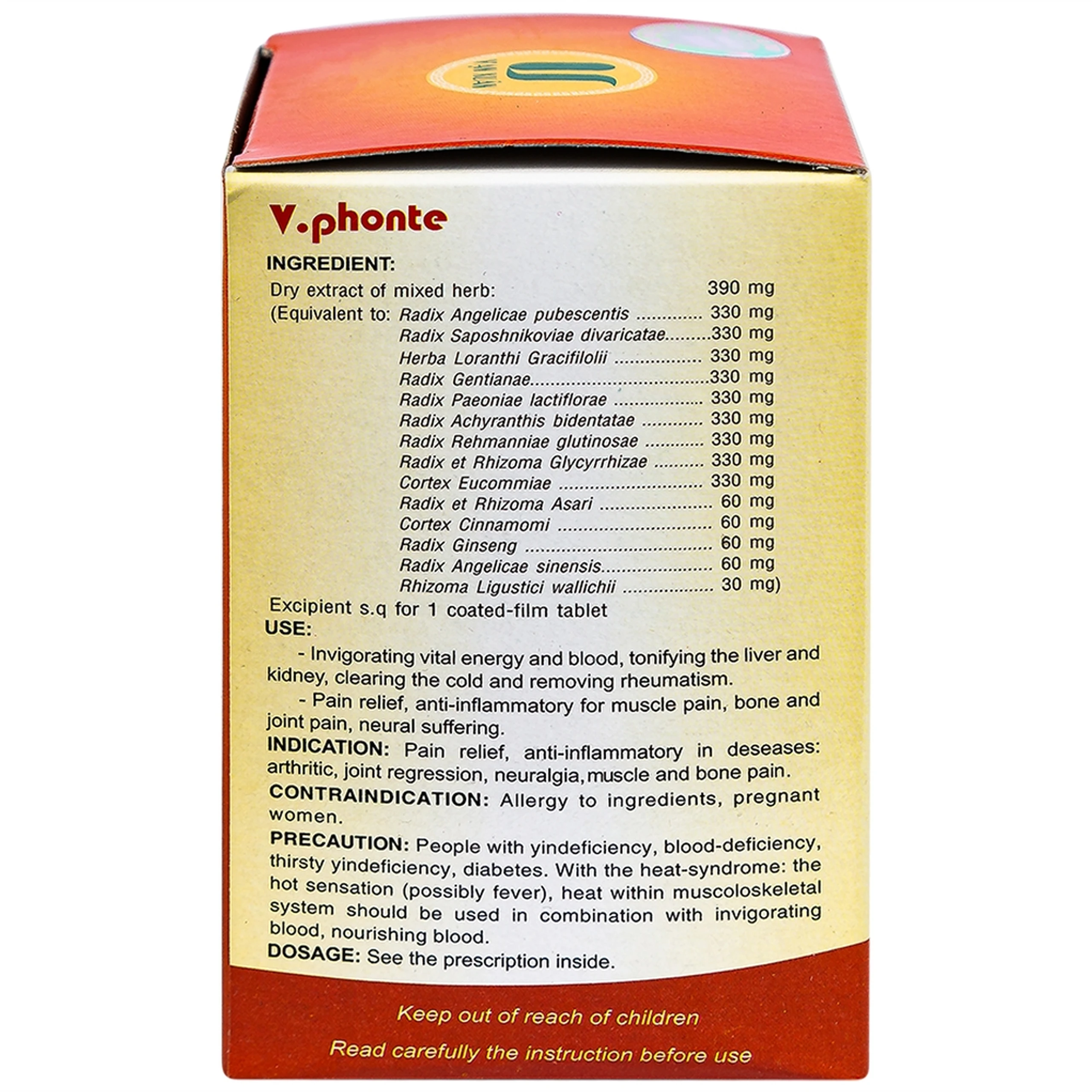 Thuốc V.phonte Vạn Xuân chữa trị phong thấp (10 vỉ x 10 viên)