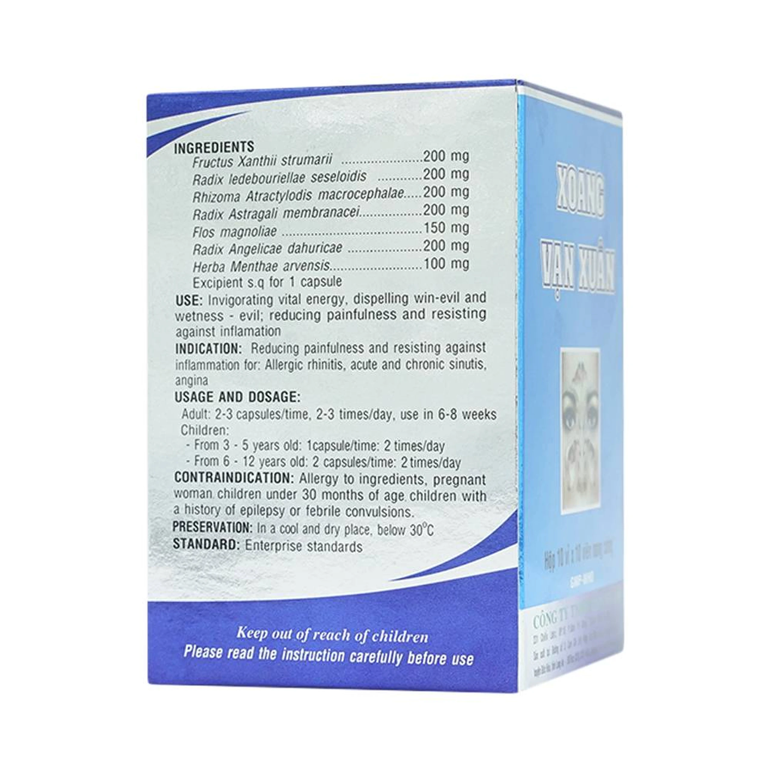 Thuốc Xoang Vạn Xuân giảm đau, chống viêm mũi dị ứng, viêm xoang (10 vỉ x 10 viên)