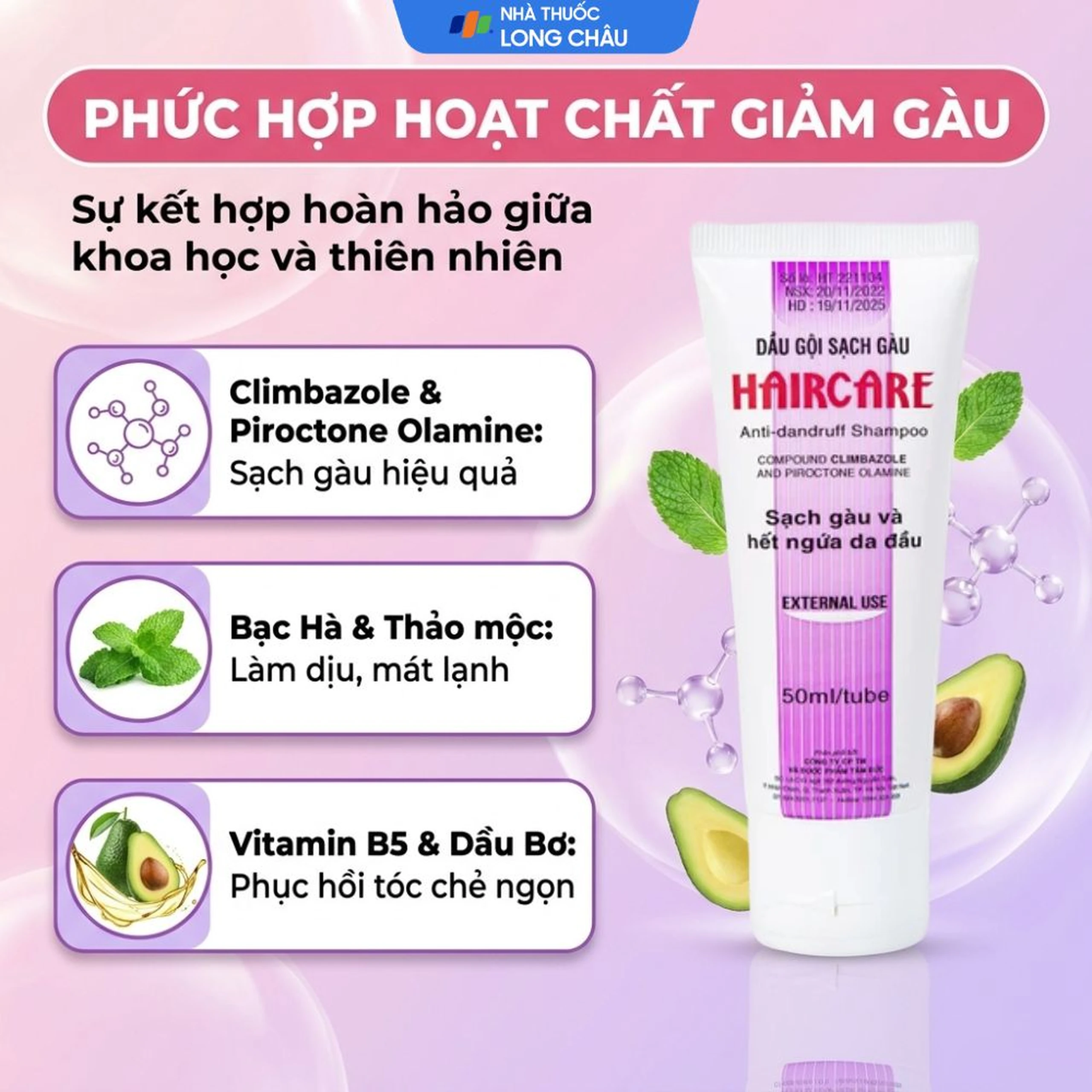 Dầu gội Haircare Bimex dưỡng tóc, ngăn ngừa gàu (50ml) 3