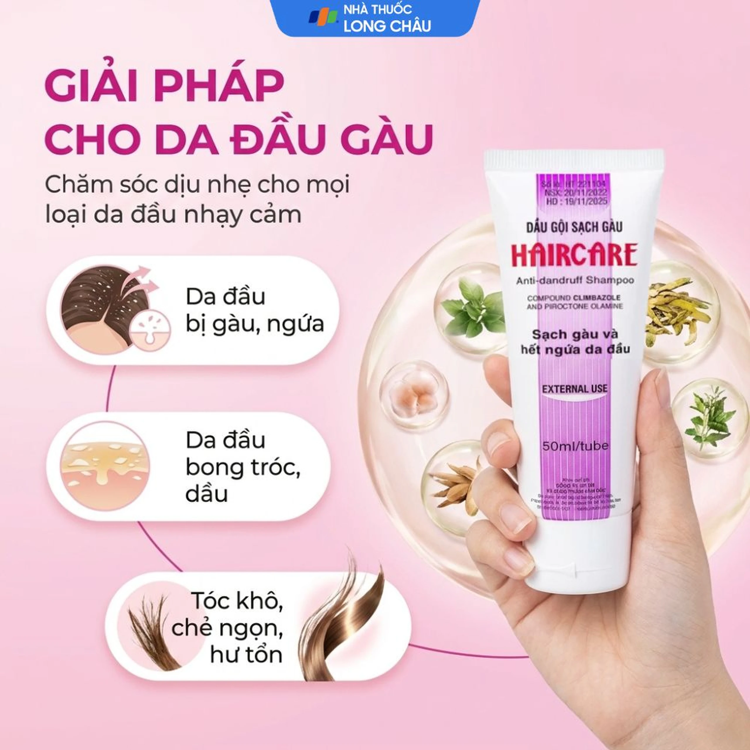 Dầu gội Haircare Bimex dưỡng tóc, ngăn ngừa gàu (50ml) 4