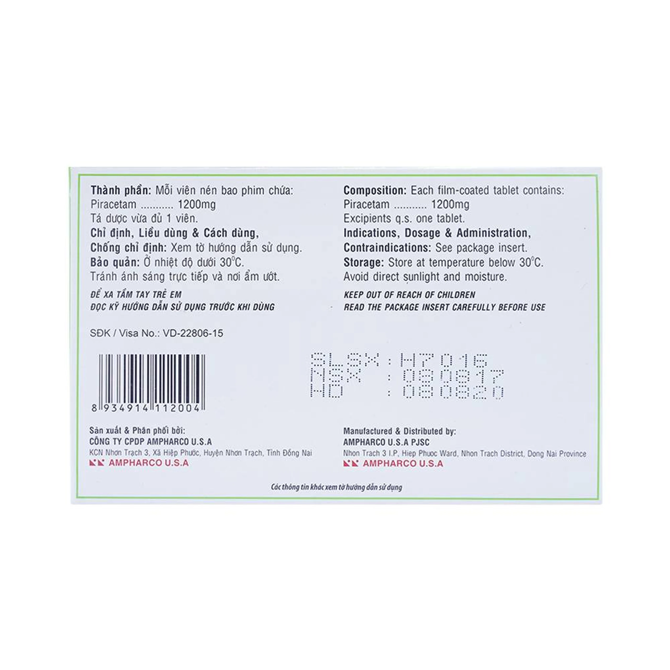 Viên nén Maxx Viton 1200 Ampharco U.S.A điều trị triệu chứng chóng mặt, suy giảm trí nhớ (10 vỉ x 10 viên)