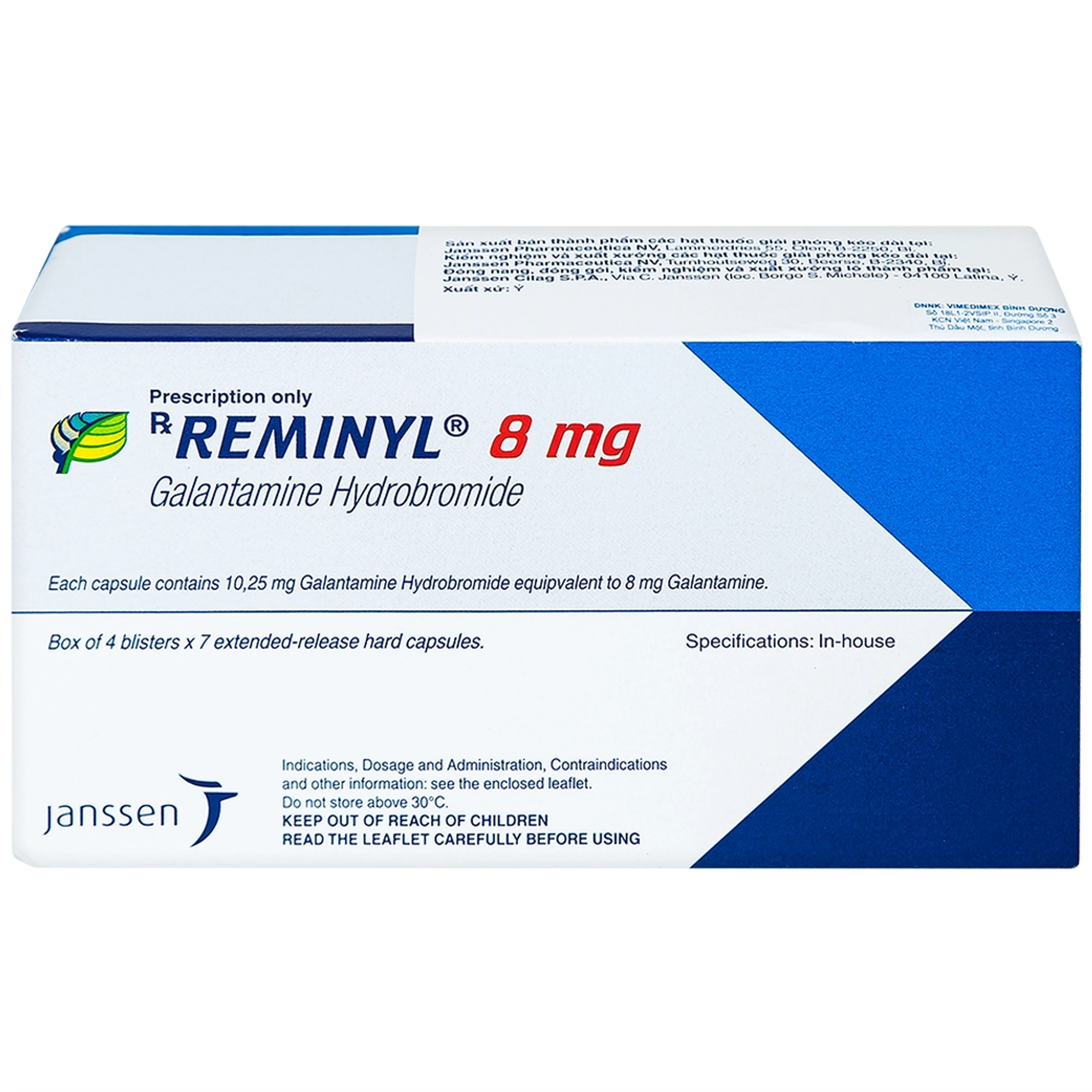 Thuốc Reminyl 8mg Janssen điều trị sa sút trí tuệ (4 vỉ x 7 viên)