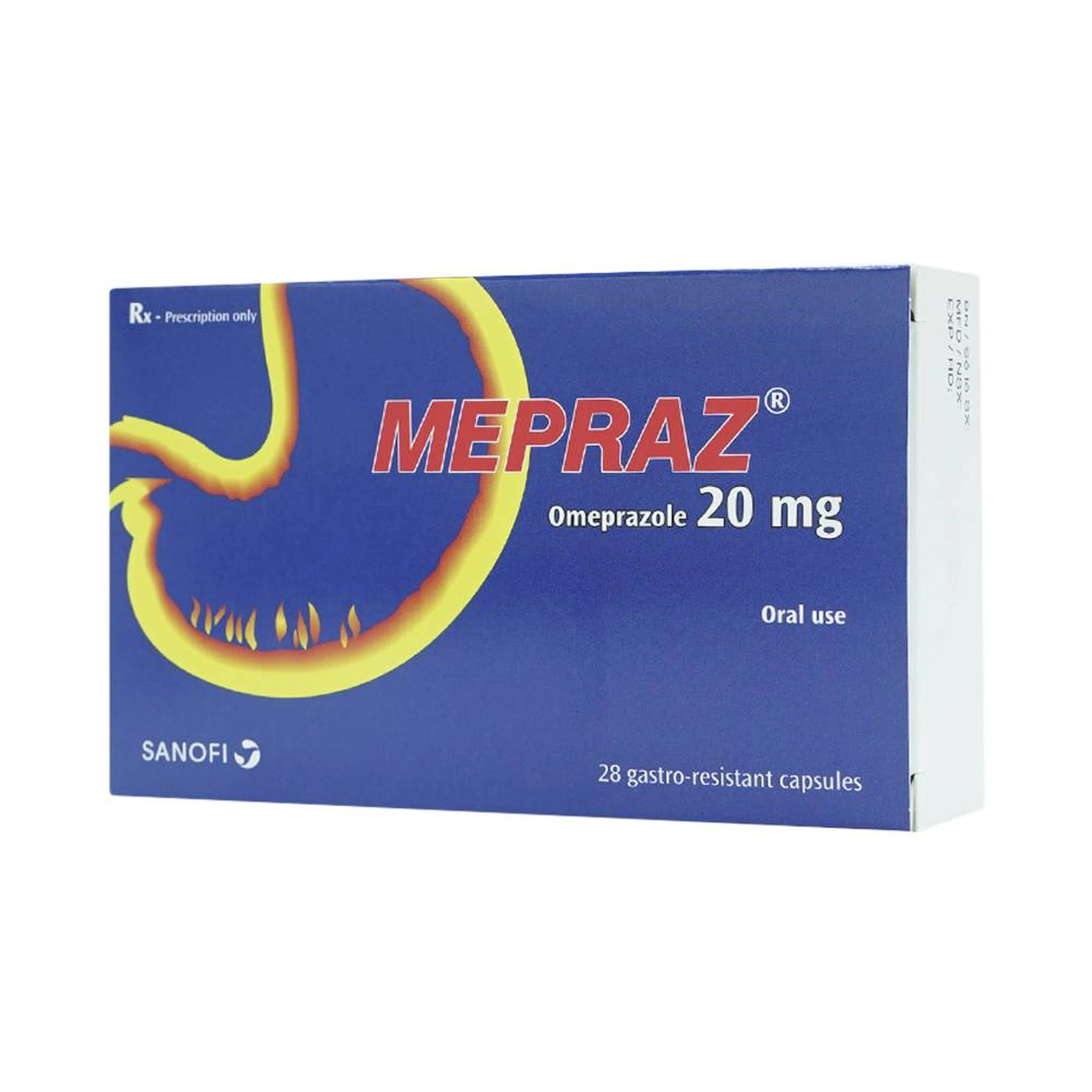 Viên nang cứng Mepraz 20mg Sanofi điều trị trào ngược dạ dày thực quản (4 vỉ x 7 viên)