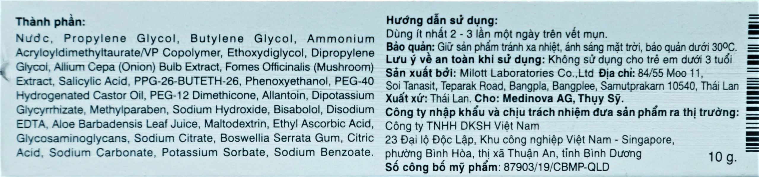 Gel Hiruscar Spot Gel hỗ trợ kháng khuẩn, ngừa mụn trứng cá (10g)