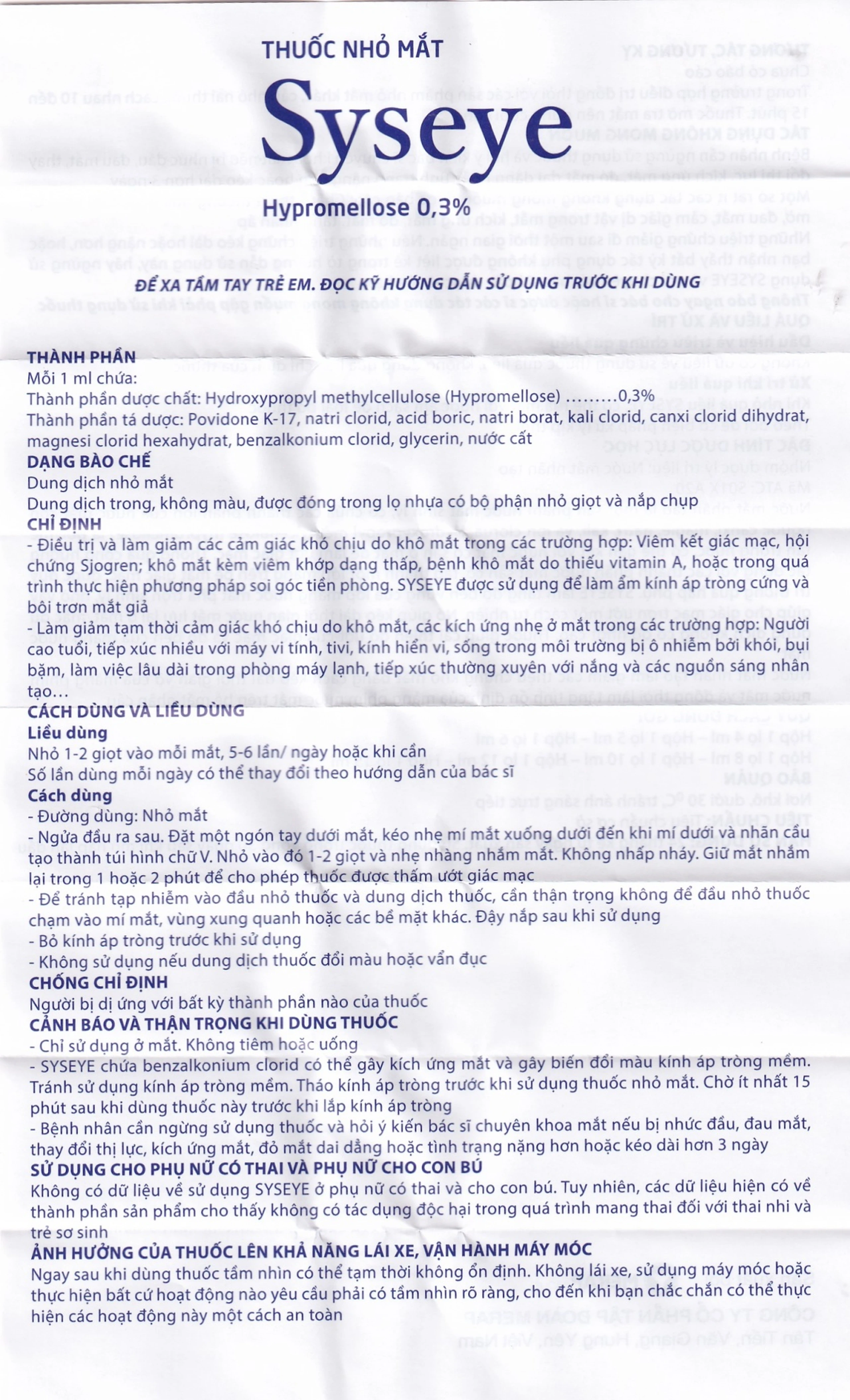 Thuốc nhỏ mắt Syseye Merap điều trị và làm giảm cảm giác khó chịu do khô mắt (10ml)