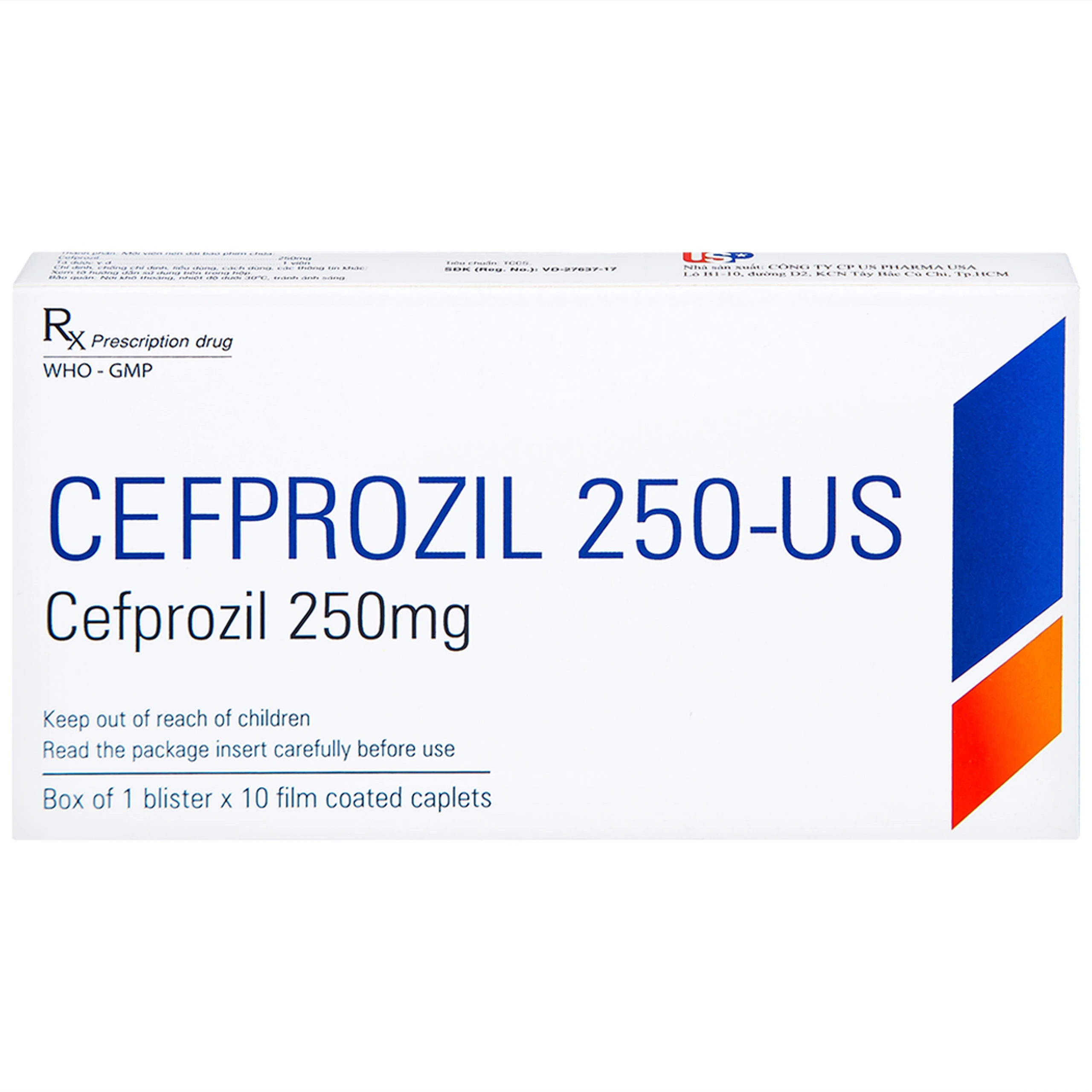 Thuốc Cefprozil 250-US điều trị nhiễm khuẩn (1 vỉ x 10 viên)