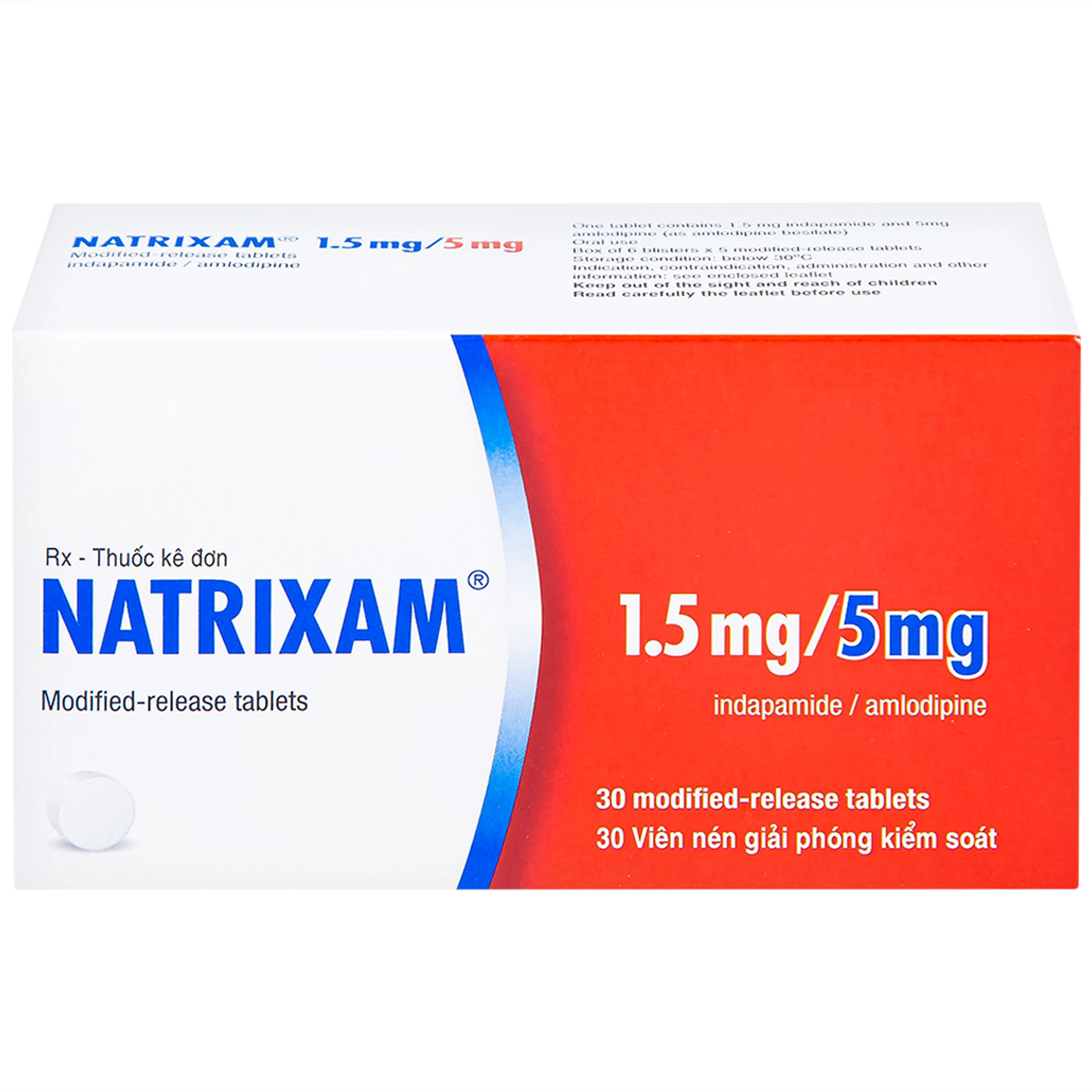 Thuốc Natrixam 1.5mg/5mg LES điều trị tăng huyết áp (30 viên)