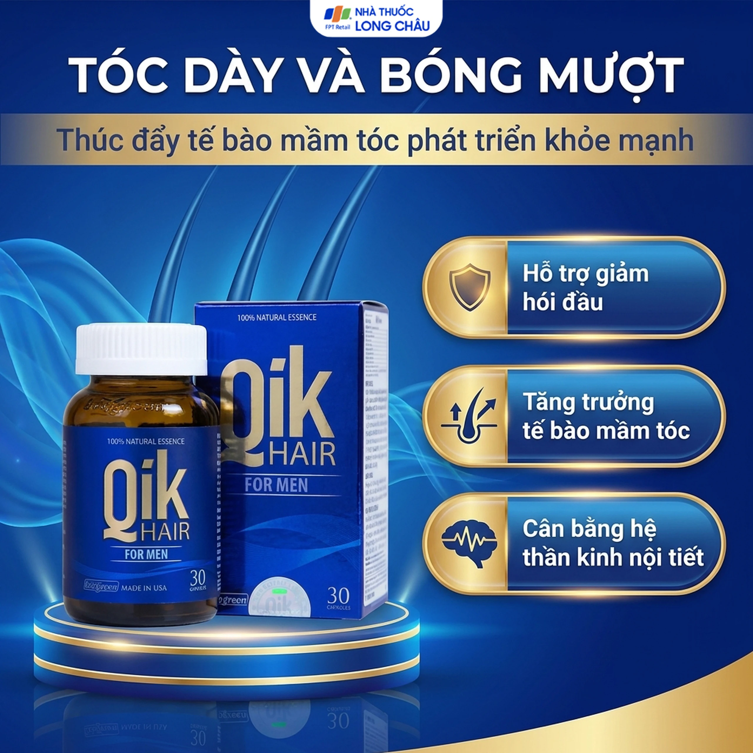 Viên uống giúp giảm rụng tóc hối đầu ở nam giới Qik Hair For Men (30 viên) 4