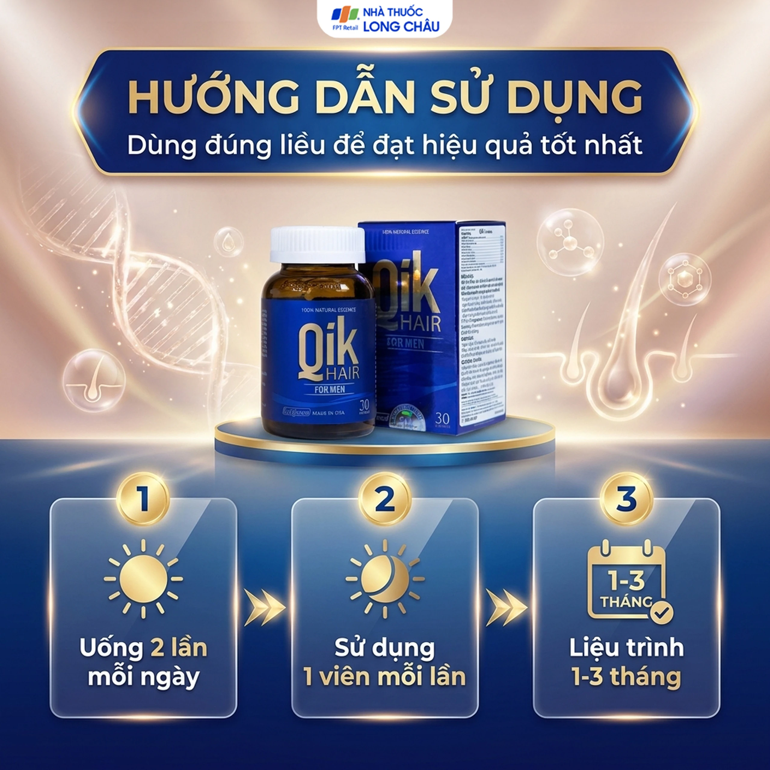 Viên uống giúp giảm rụng tóc hối đầu ở nam giới Qik Hair For Men (30 viên) 5