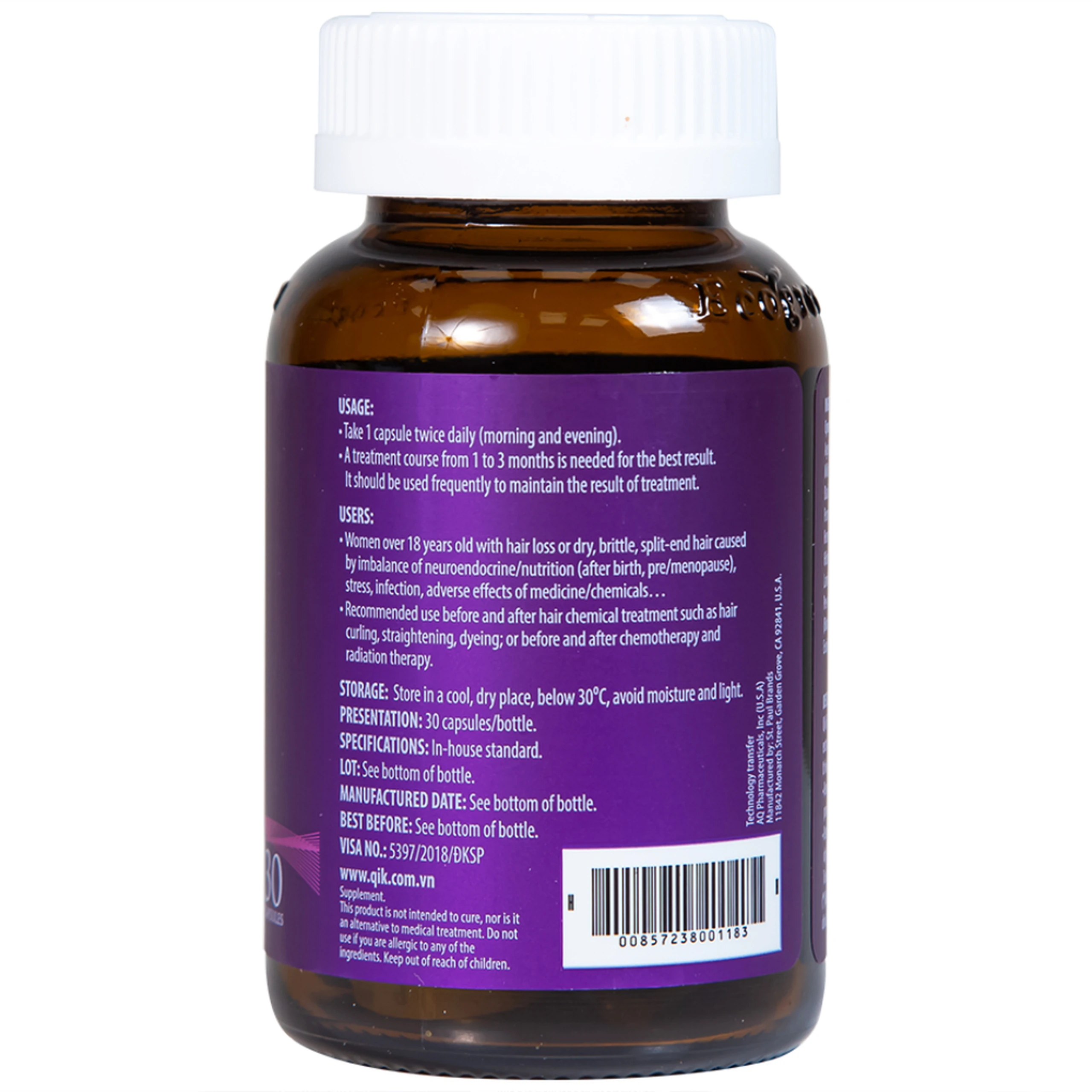 Viên giúp giảm rụng tóc ở nữ giới giúp mọc tóc Ecogreen Qik Hair For Women (30 viên)