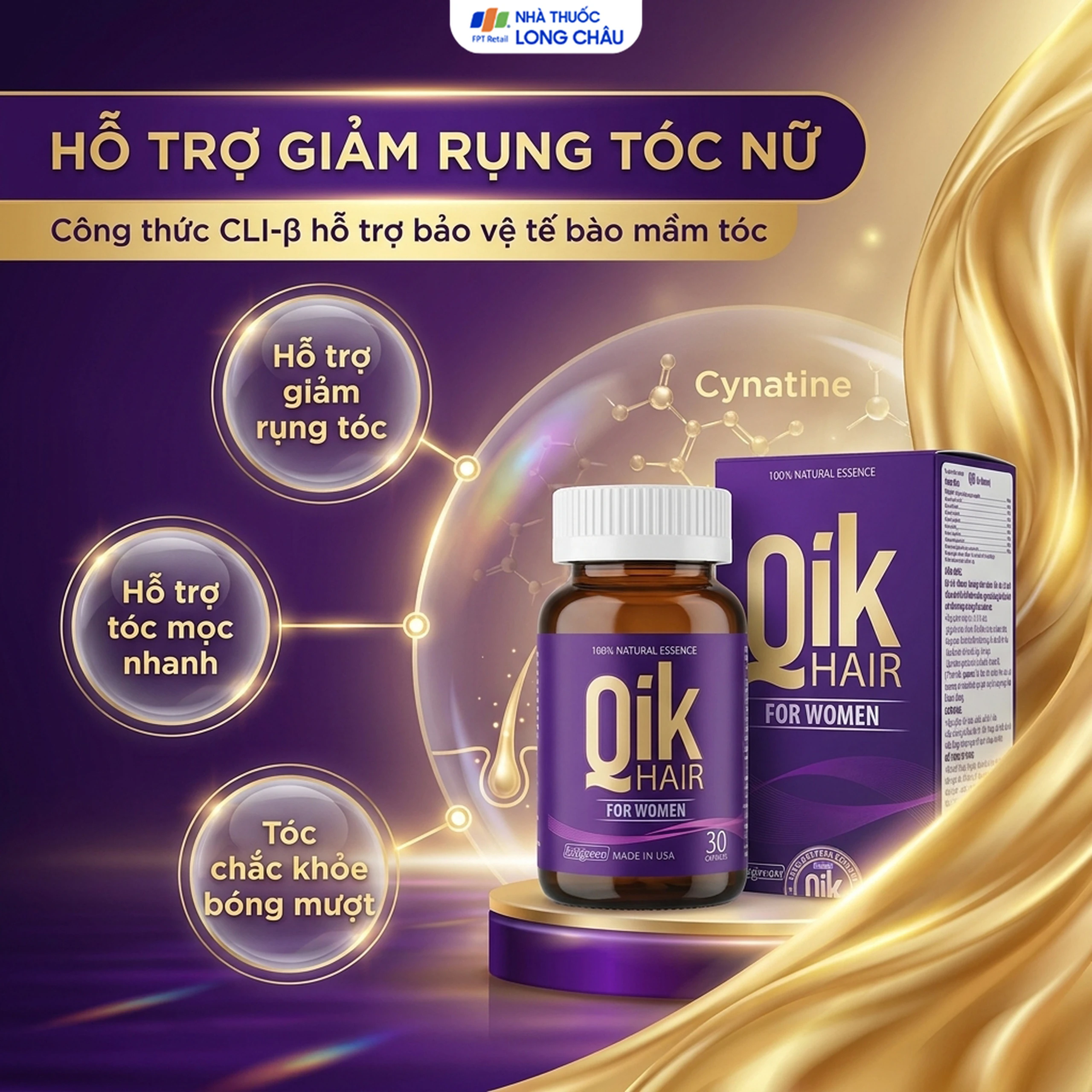 Viên giúp giảm rụng tóc ở nữ giới giúp mọc tóc Ecogreen Qik Hair For Women (30 viên) 2