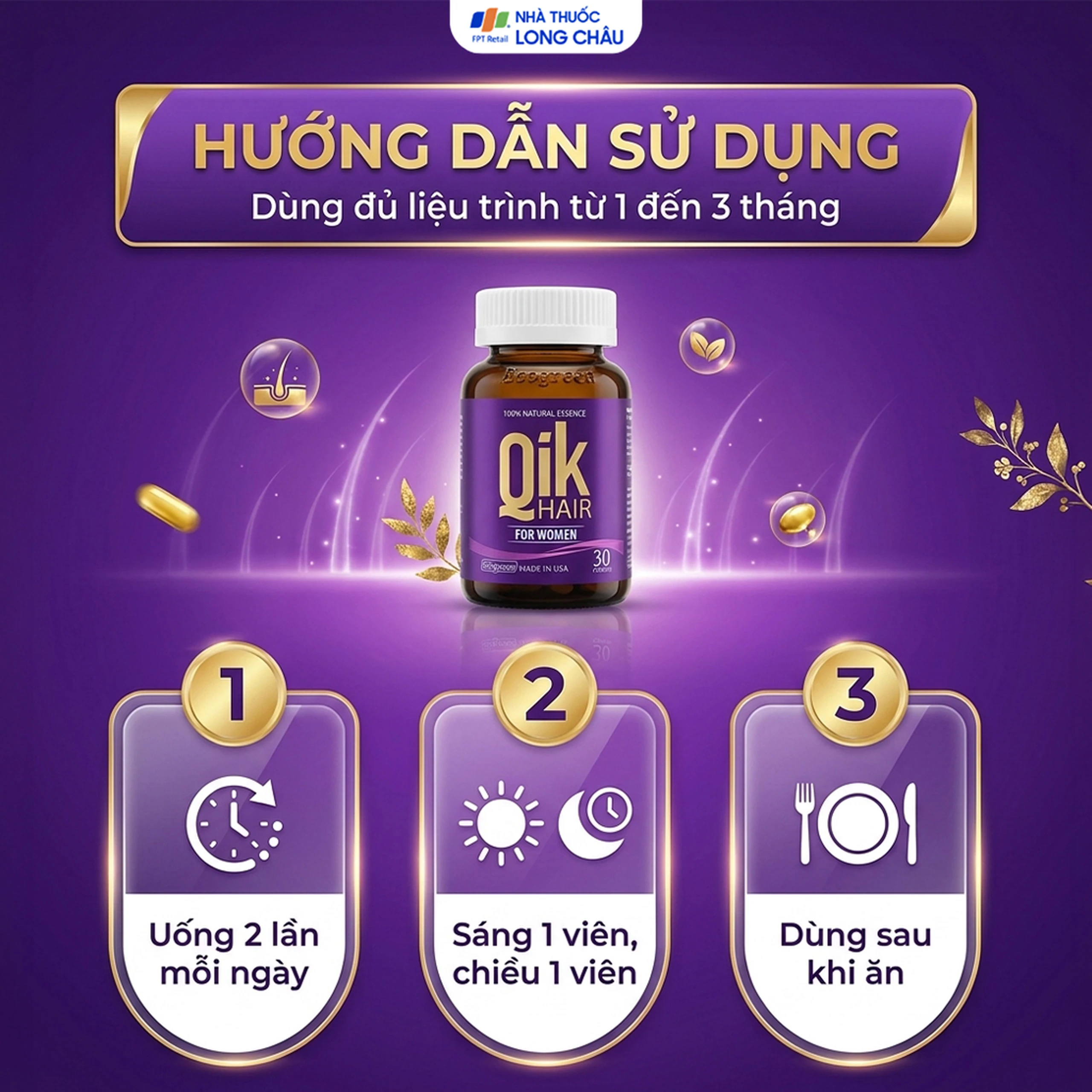 Viên giúp giảm rụng tóc ở nữ giới giúp mọc tóc Ecogreen Qik Hair For Women (30 viên) 5