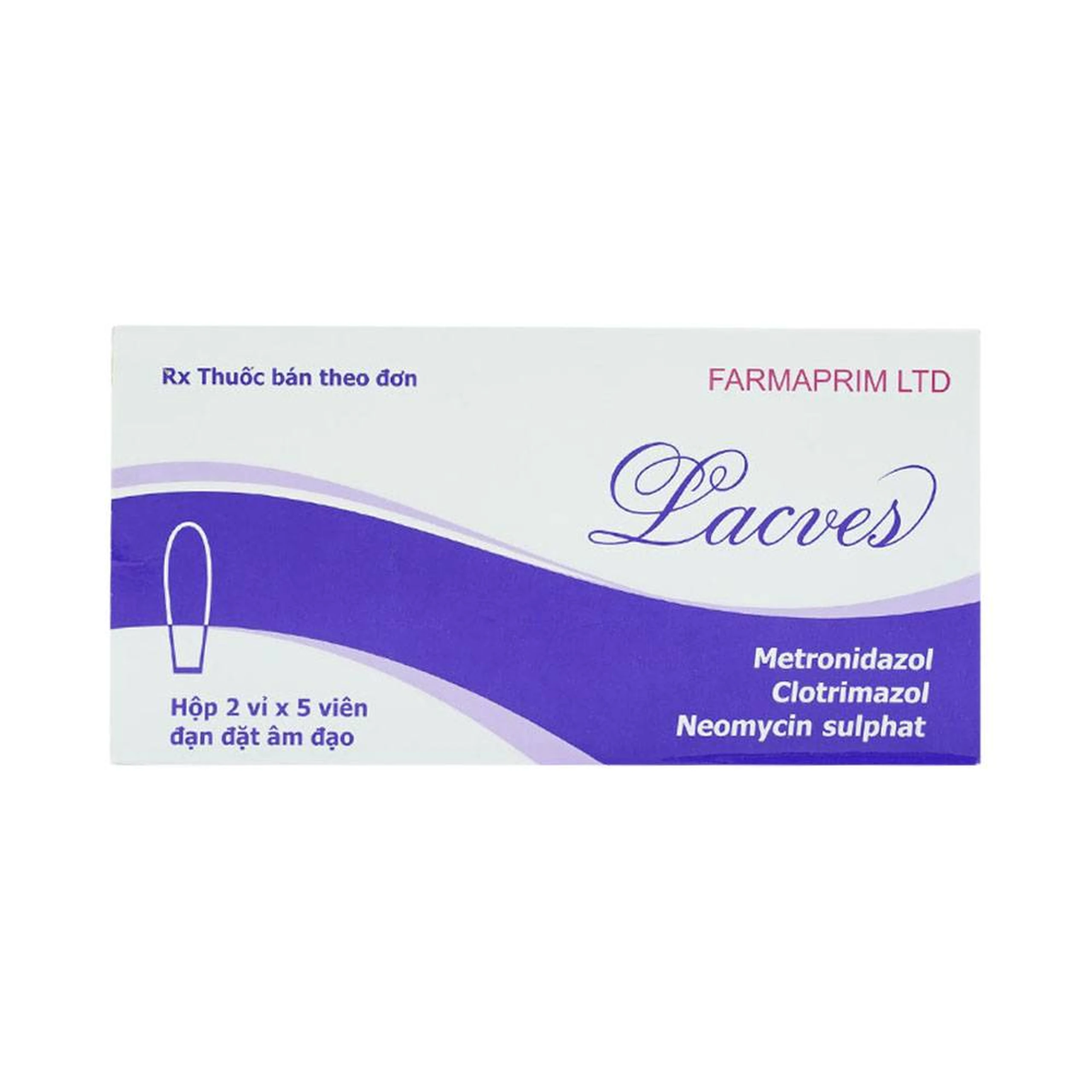 Viên đặt âm đạo Lacves Farmaprim điều trị viêm âm đạo (2 vỉ x 5 viên)