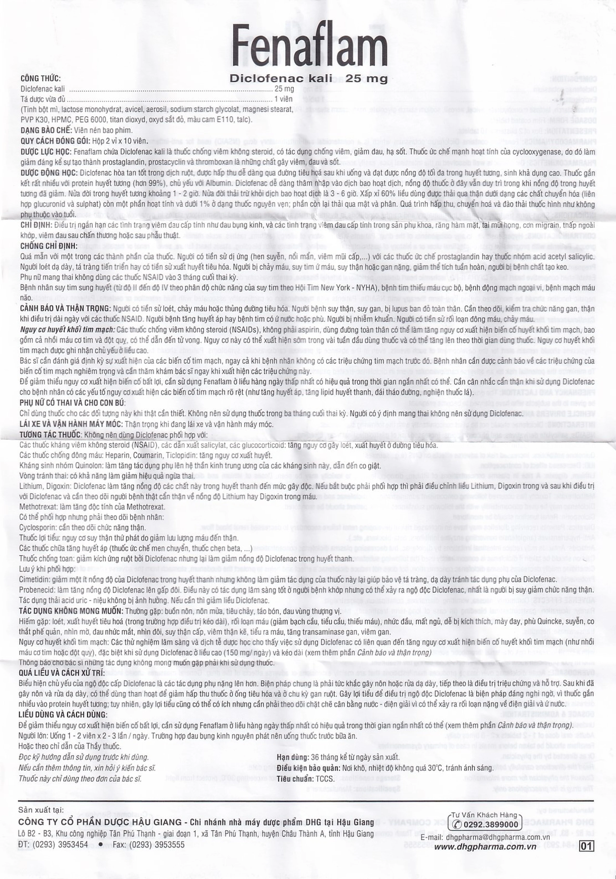 Thuốc Fenaflam DHG điều trị các tình trạng viêm đau cấp tính (2 vỉ x 10 viên)