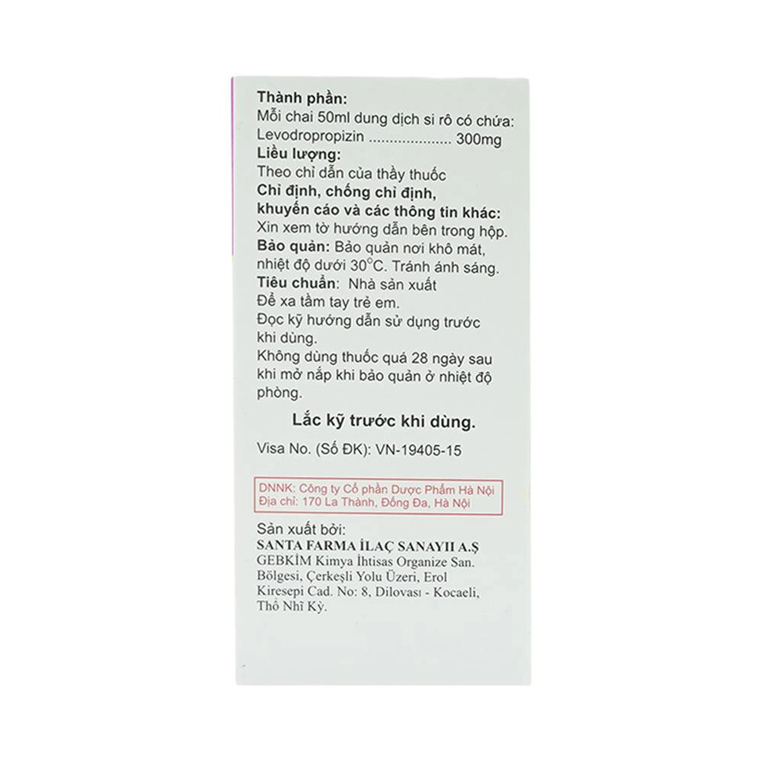 Siro Pulmorest Santa điều trị triệu chứng kích thích ho, ho khan (50ml)