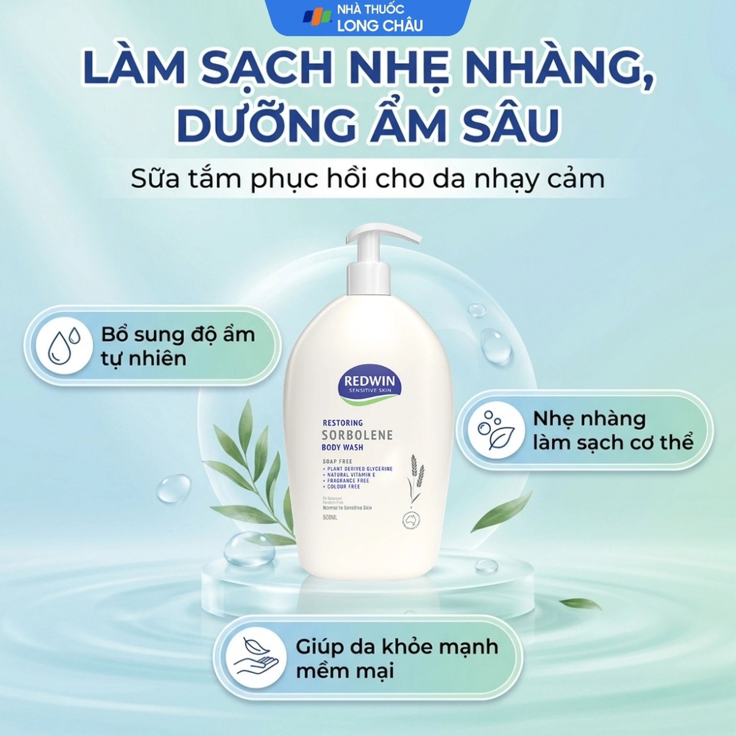 Sữa tắm Redwin Sorbolene Body Wash Vitamin E làm sạch nhẹ nhàng, dưỡng ẩm, giúp da mềm mịn (500ml) 2