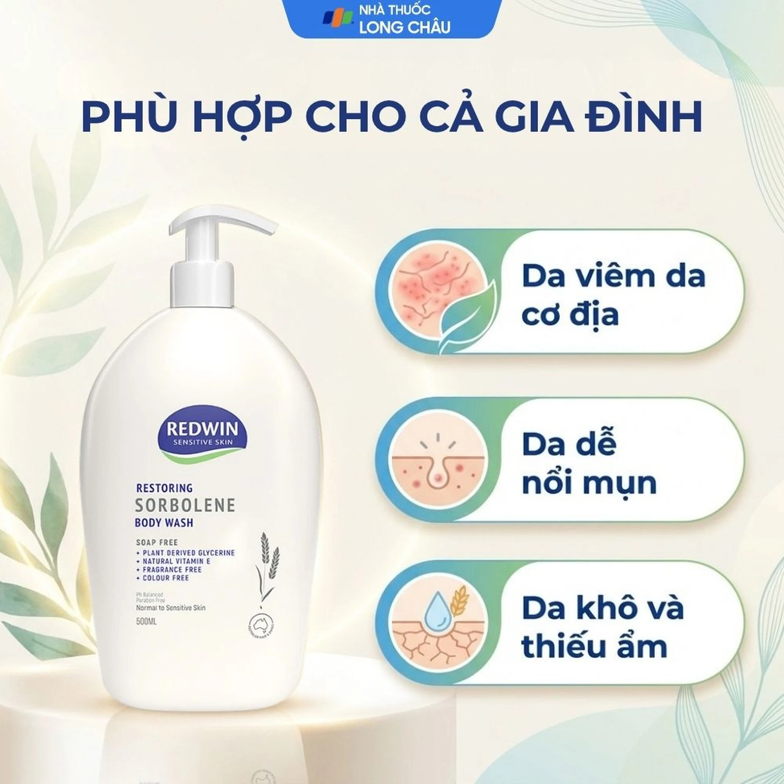 Sữa tắm Redwin Sorbolene Body Wash Vitamin E làm sạch nhẹ nhàng, dưỡng ẩm, giúp da mềm mịn (500ml) 4