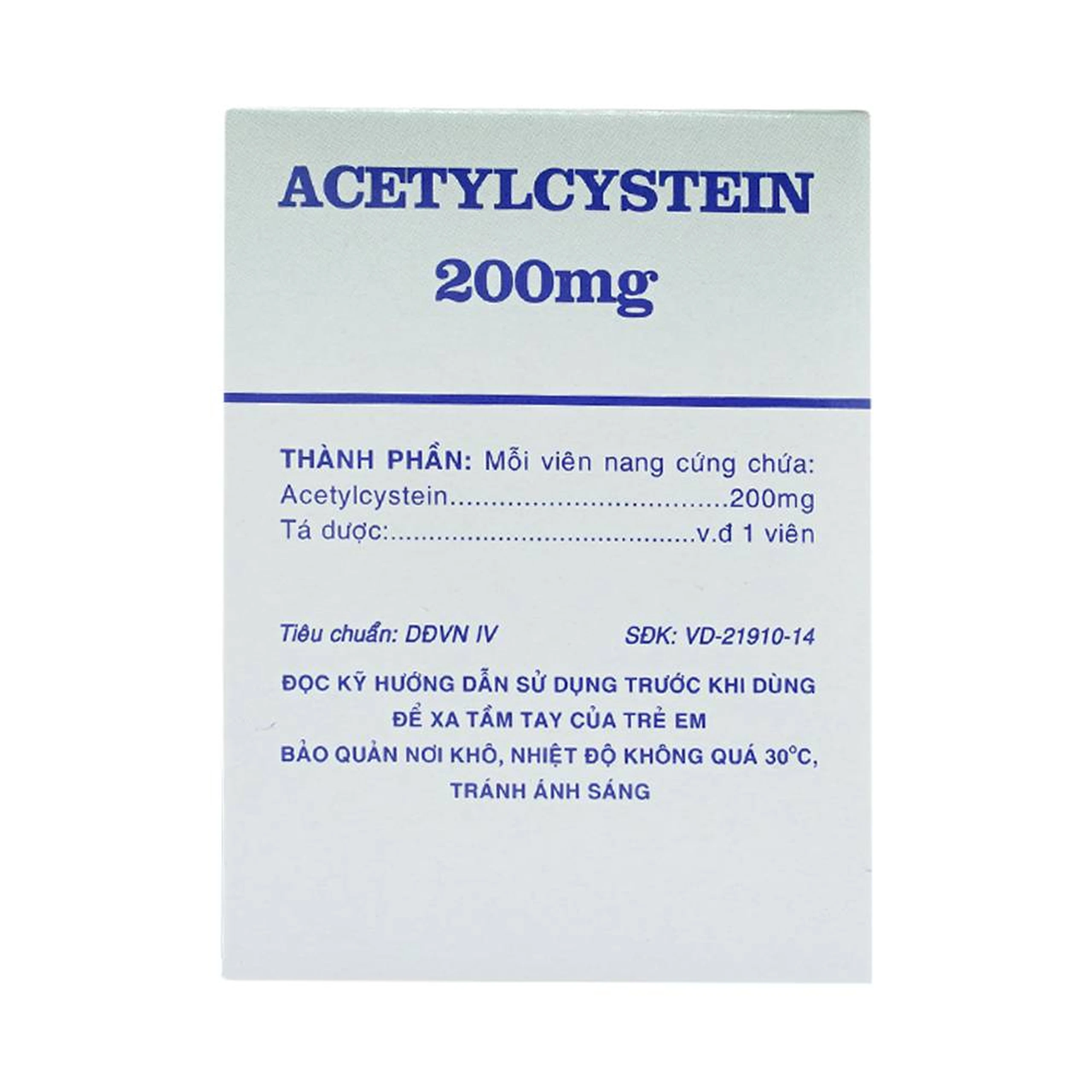 Thuốc Acetylcystein 200mg Vidipha tiêu nhầy trong bệnh viêm phế quản, bệnh nhầy nhớt (20 vỉ x 10 viên)