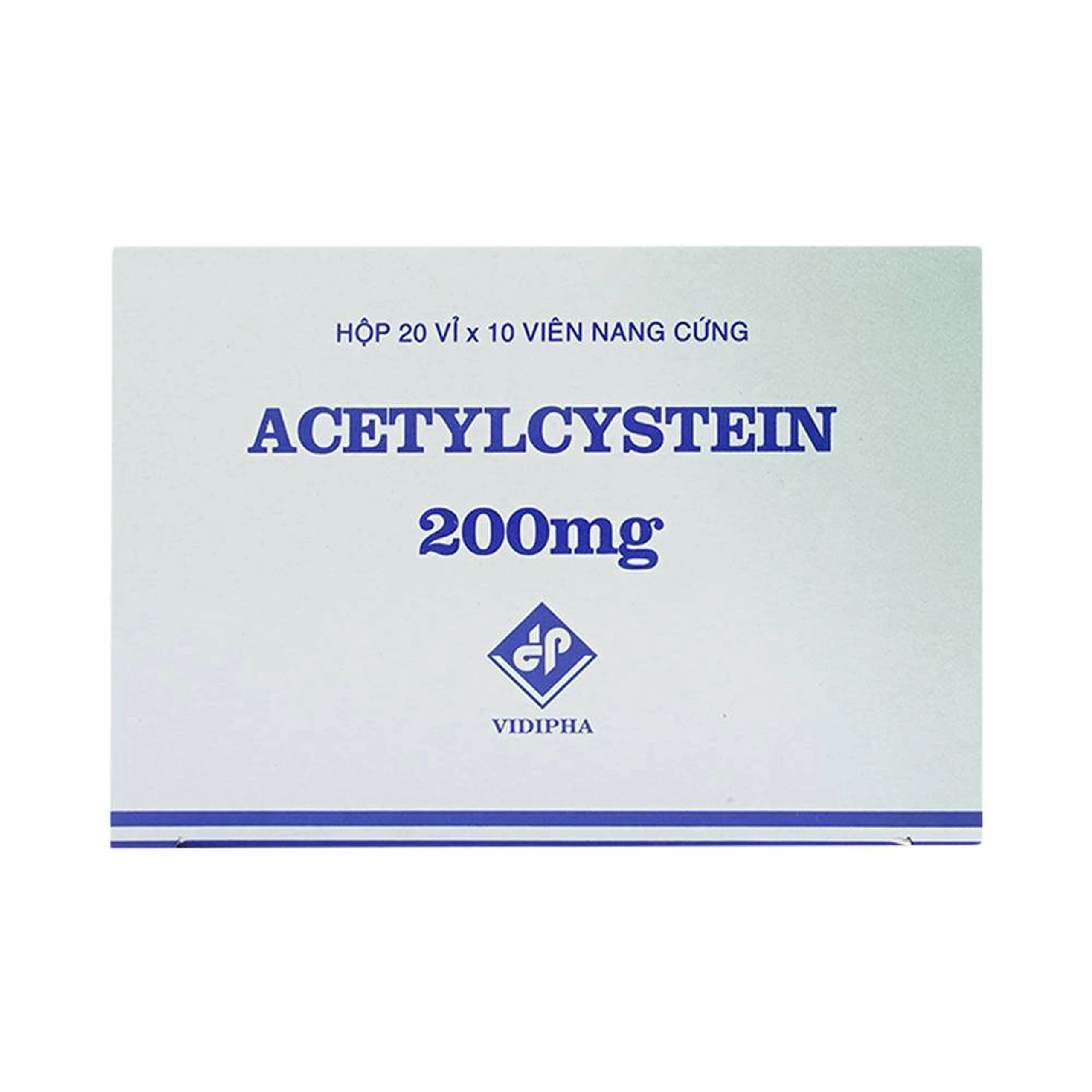Thuốc Acetylcystein 200mg Vidipha tiêu nhầy trong bệnh viêm phế quản, bệnh nhầy nhớt (20 vỉ x 10 viên)