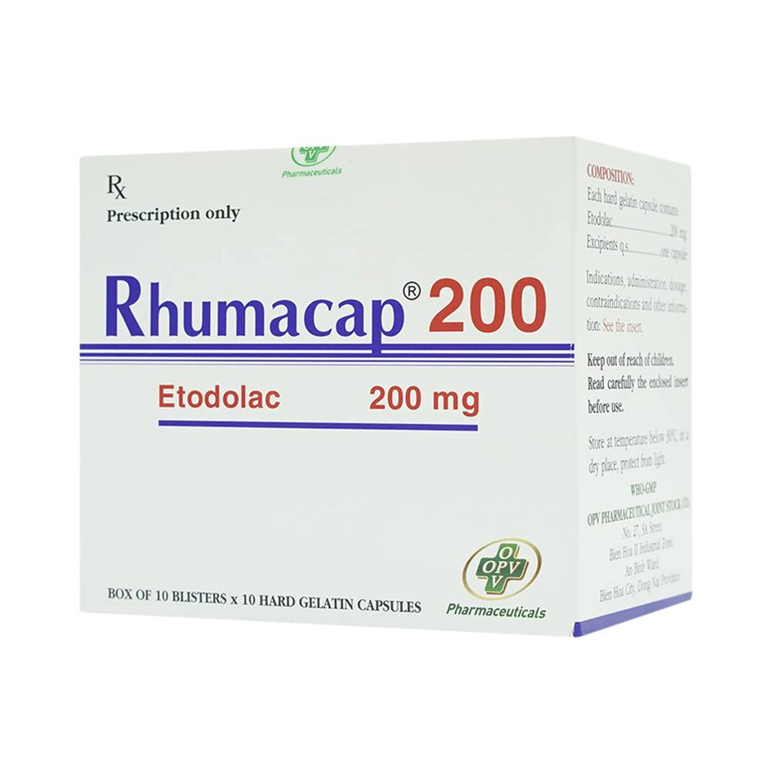 Thuốc Rhumacap 200 OPV điều trị viêm khớp dạng thấp (10 vỉ x 10 viên)