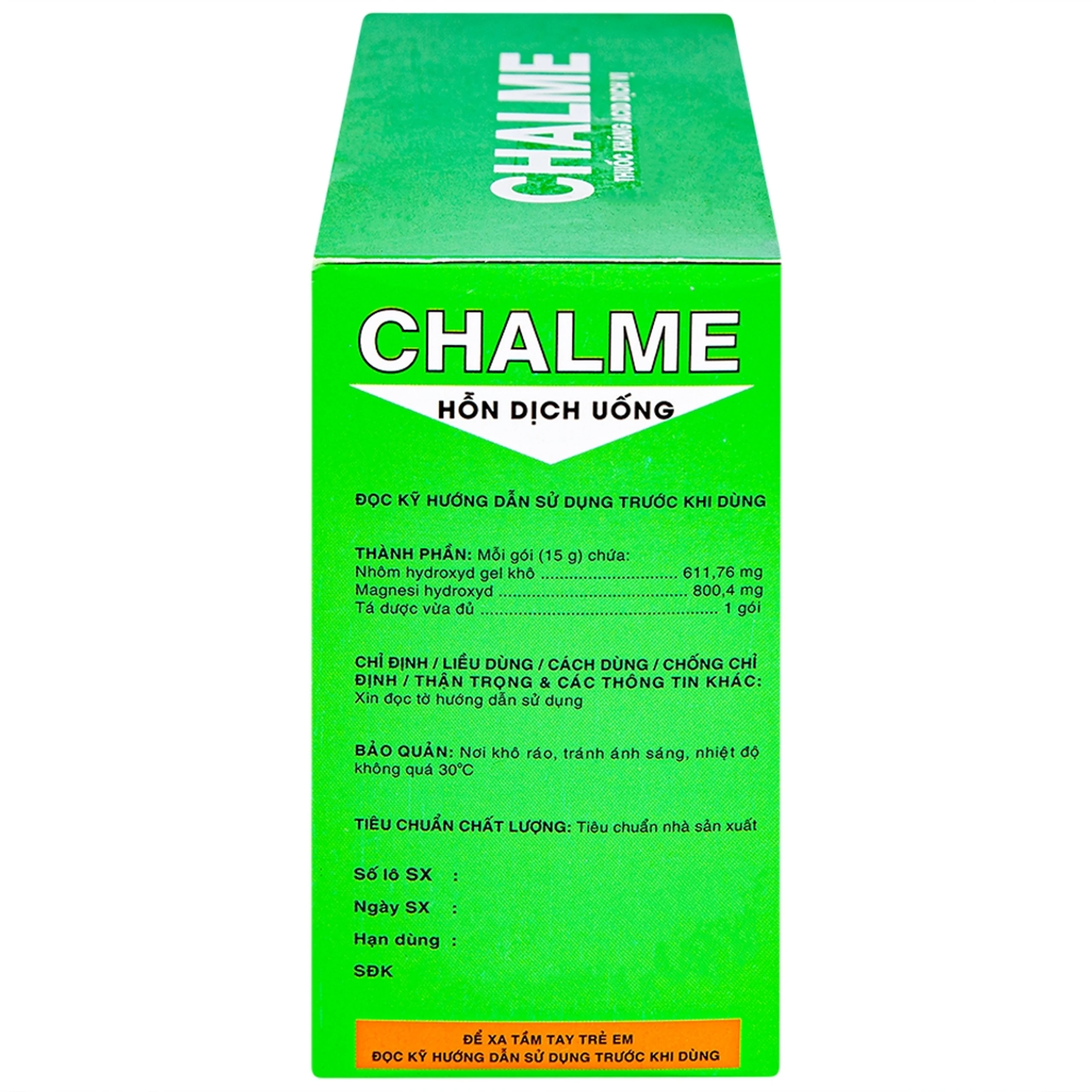 Hỗn dịch uống Chalme Davipharm điều trị viêm loét dạ dày (20 gói x 15g)