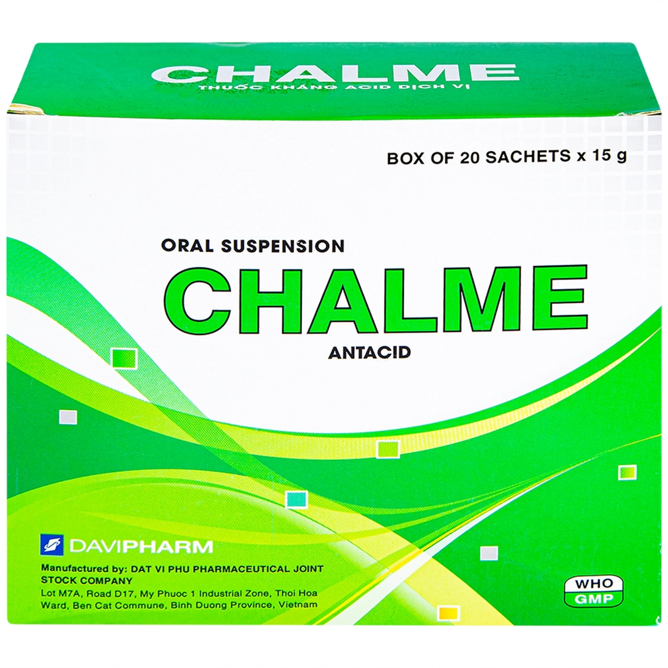 Hỗn dịch uống Chalme Davipharm điều trị viêm loét dạ dày (20 gói x 15g)