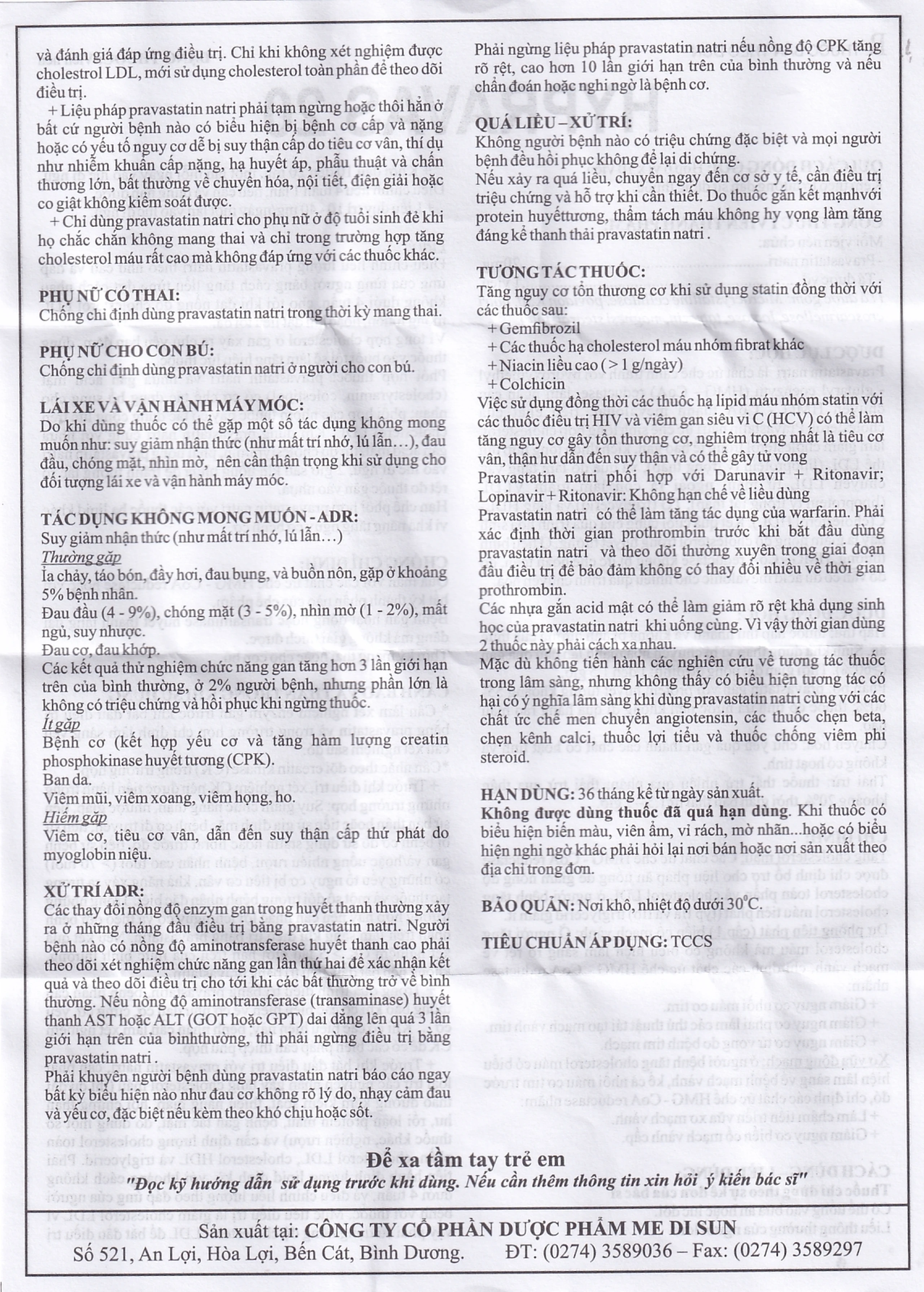 Thuốc Hypravas 20 Medisun điều trị tăng cholesterol máu, xơ vữa động mạch (6 vỉ x 10 viên)