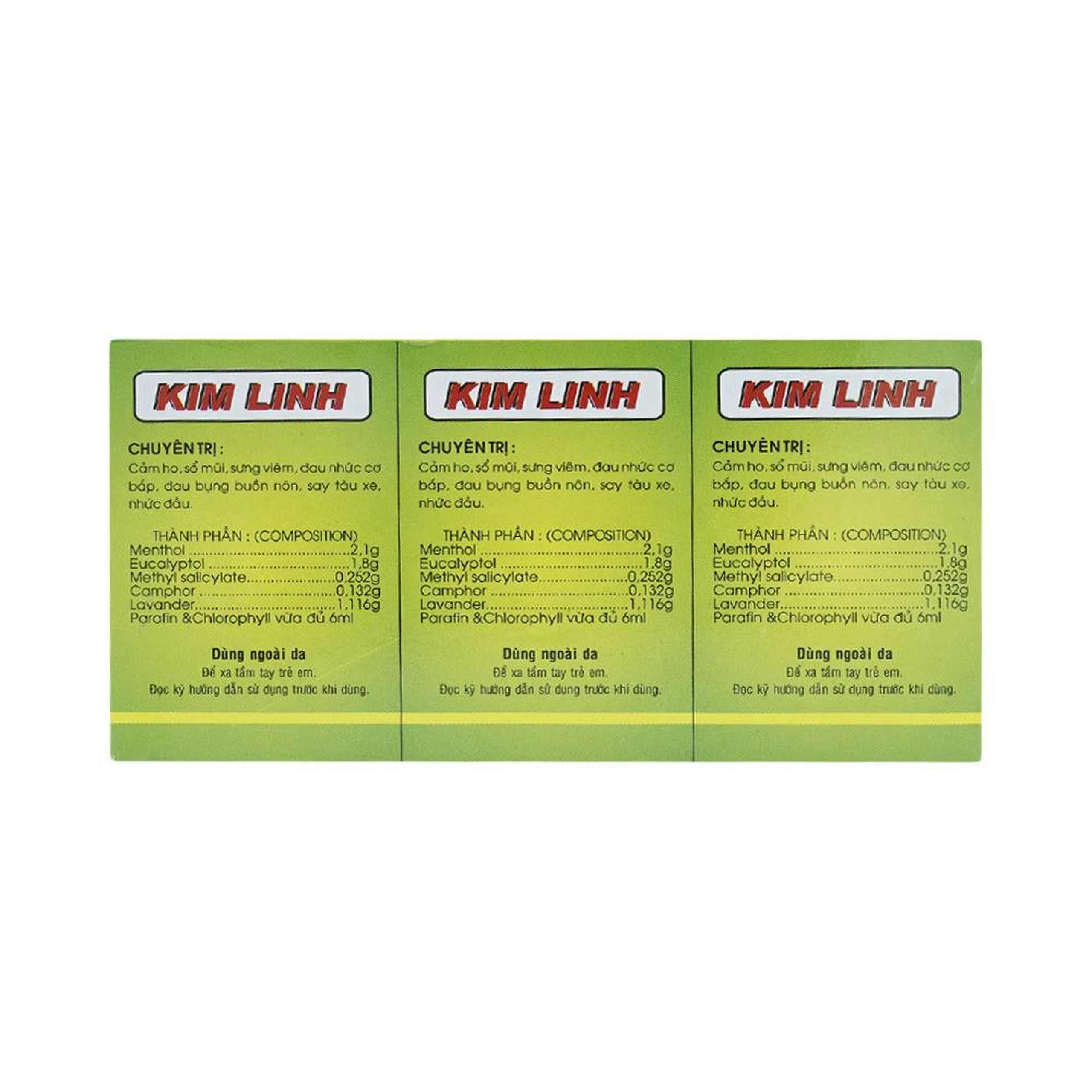 Dầu gió Kim Linh 6ml giảm cảm ho, sổ mũi, đau nhức xương khớp (12 chai)