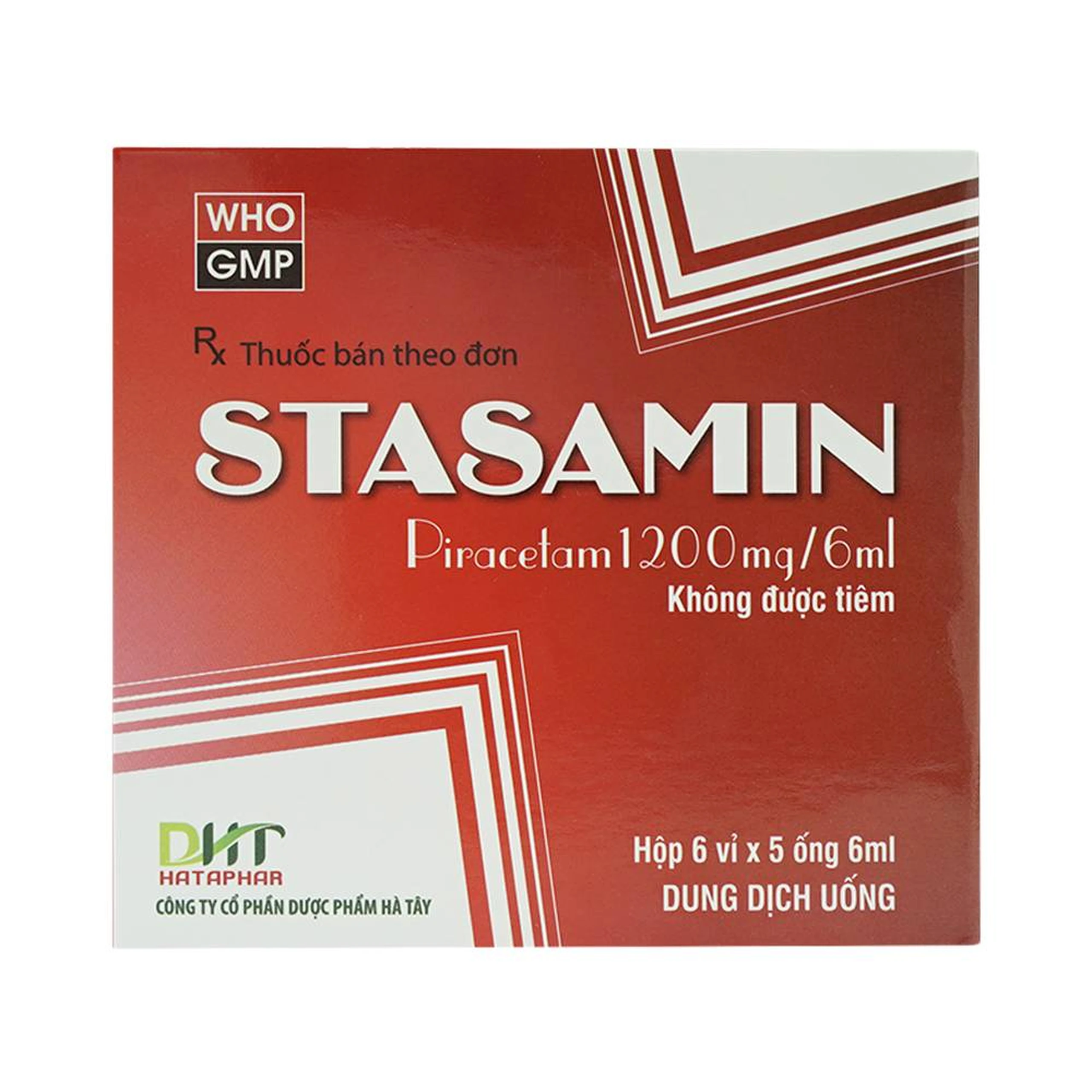 Dung dịch Stasamin 1200mg/6ml Hataphar điều trị triệu chứng chóng mặt (6 vỉ x 5 ống x 6ml)