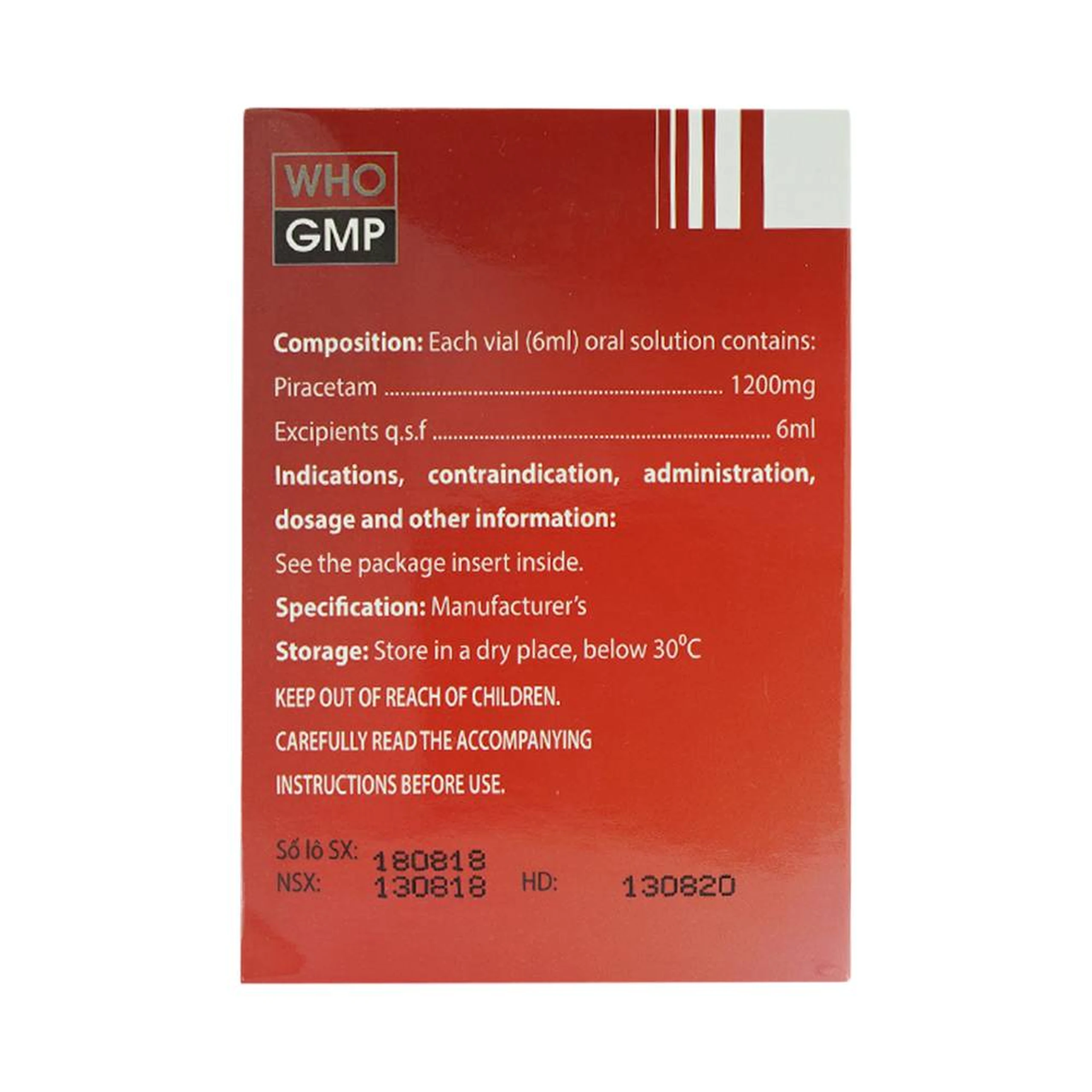 Dung dịch Stasamin 1200mg/6ml Hataphar điều trị triệu chứng chóng mặt (6 vỉ x 5 ống x 6ml)