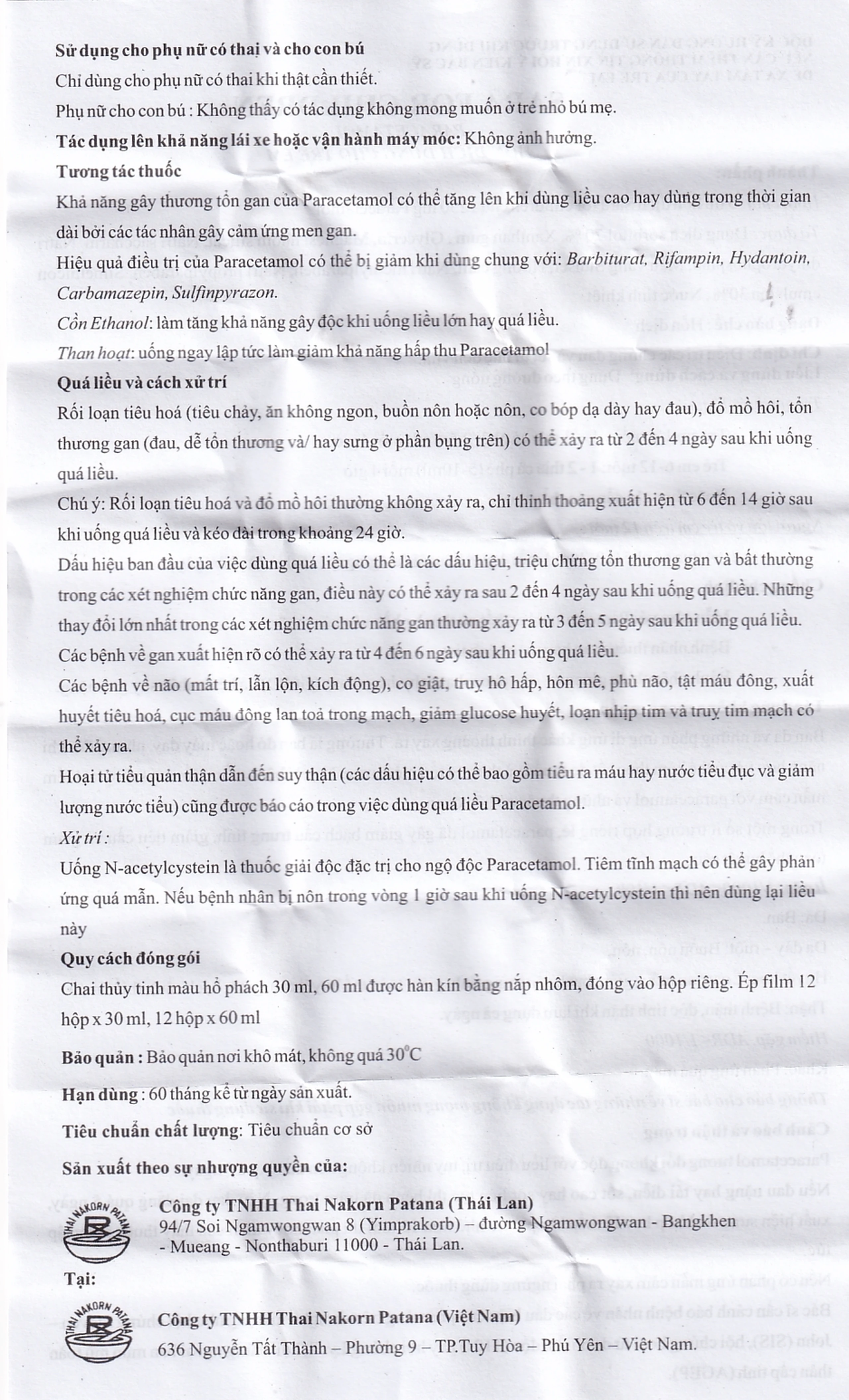 Hỗn dịch SaRa For Children 250mg Thai Nakorn Patana hương cam, hạ sốt và giảm đau (60ml)