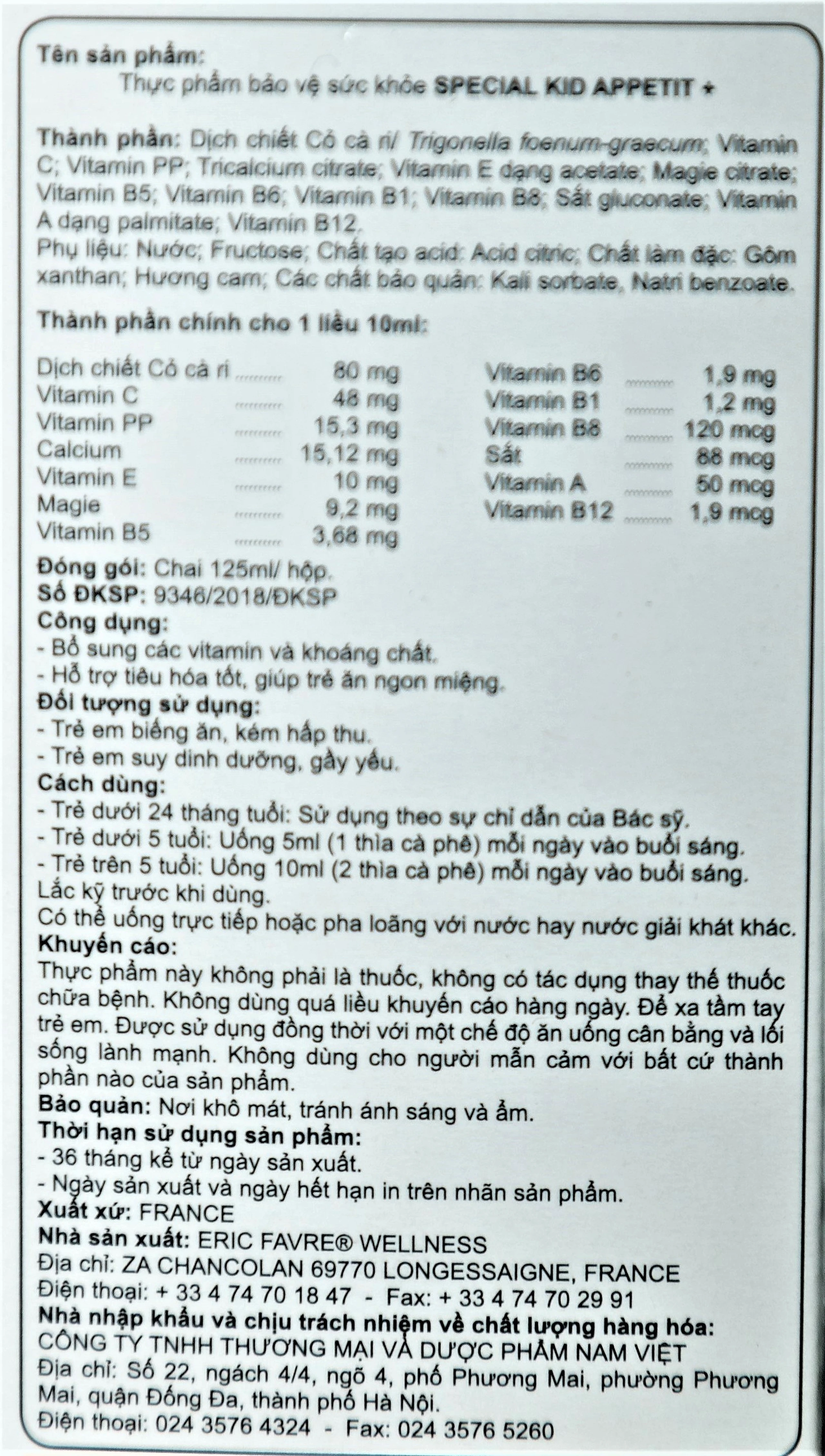 Siro bổ sung vitamin và khoáng chất giúp tăng cường đề kháng cho trẻ Special Kid Appeti+ hương cam (125ml)