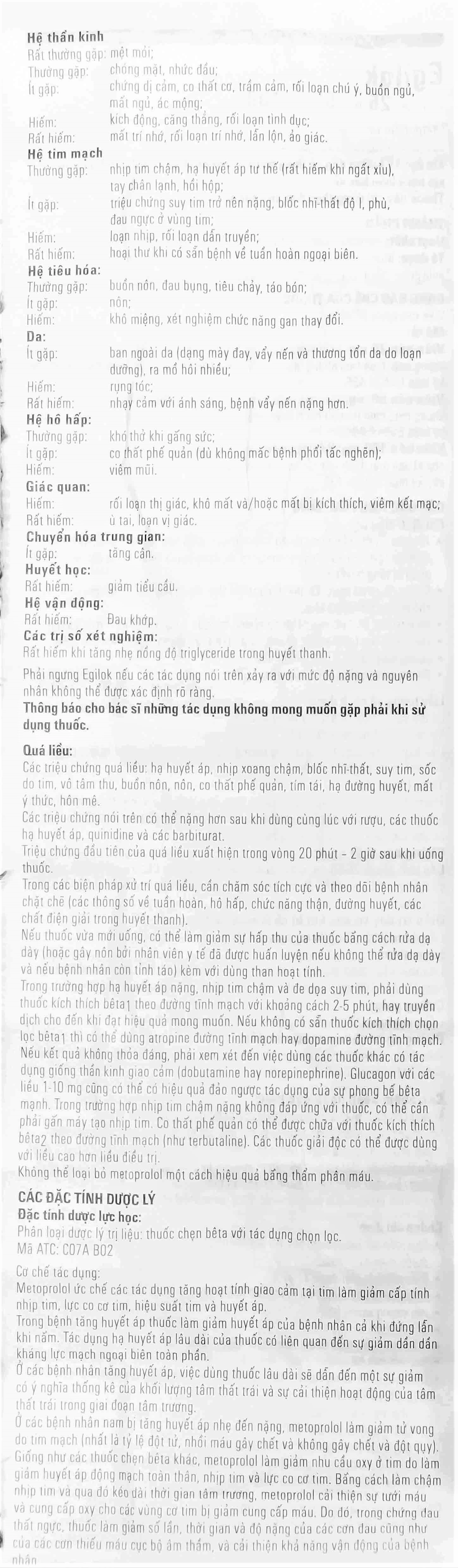 Thuốc Egilok 25mg Egis Pharma điều trị tăng huyết áp, đau thắt ngực (60 viên)