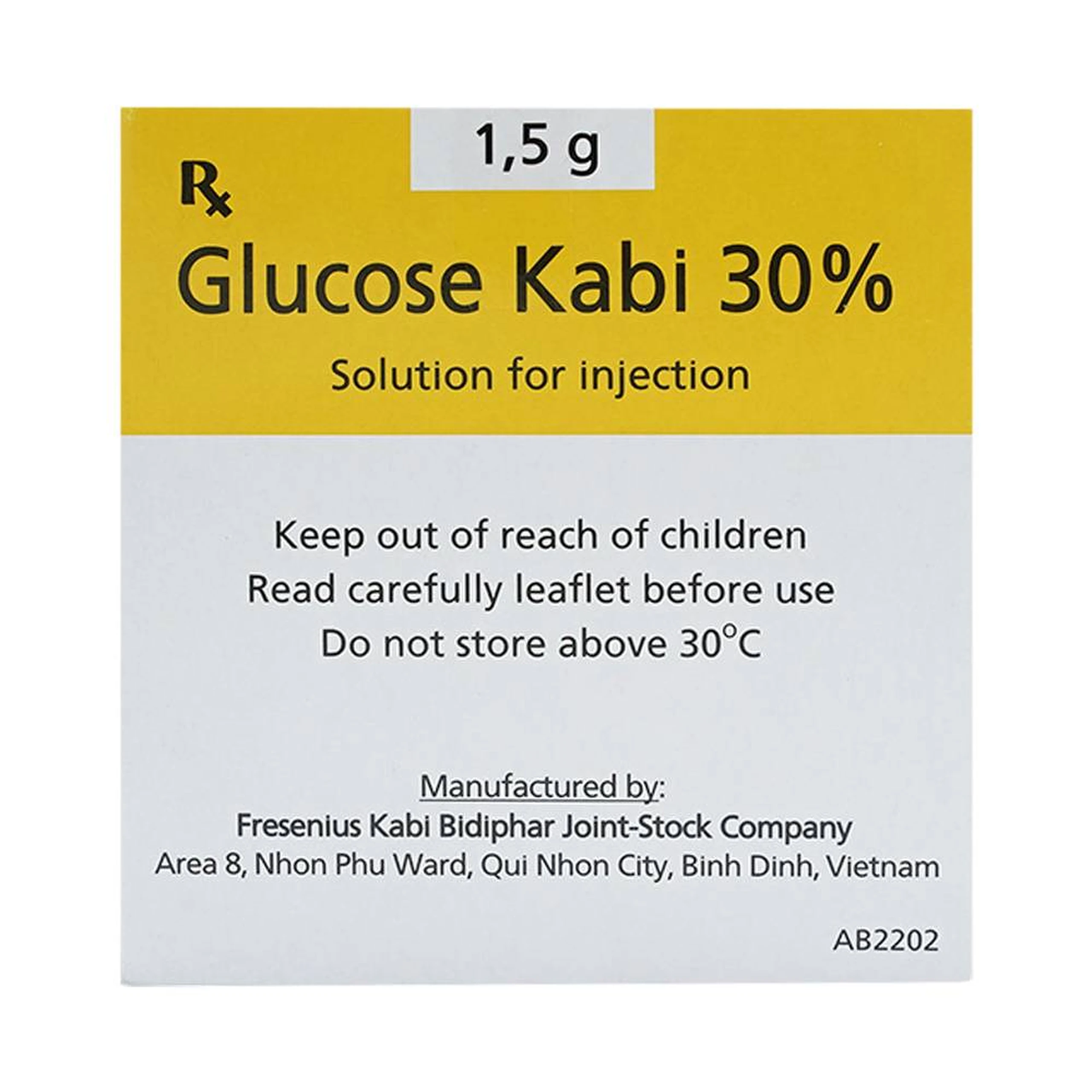 Thuốc tiêm Glucose Kabi 30% Fresenius Kabi điều trị hạ đường huyết nặng (50 ống x 5ml)