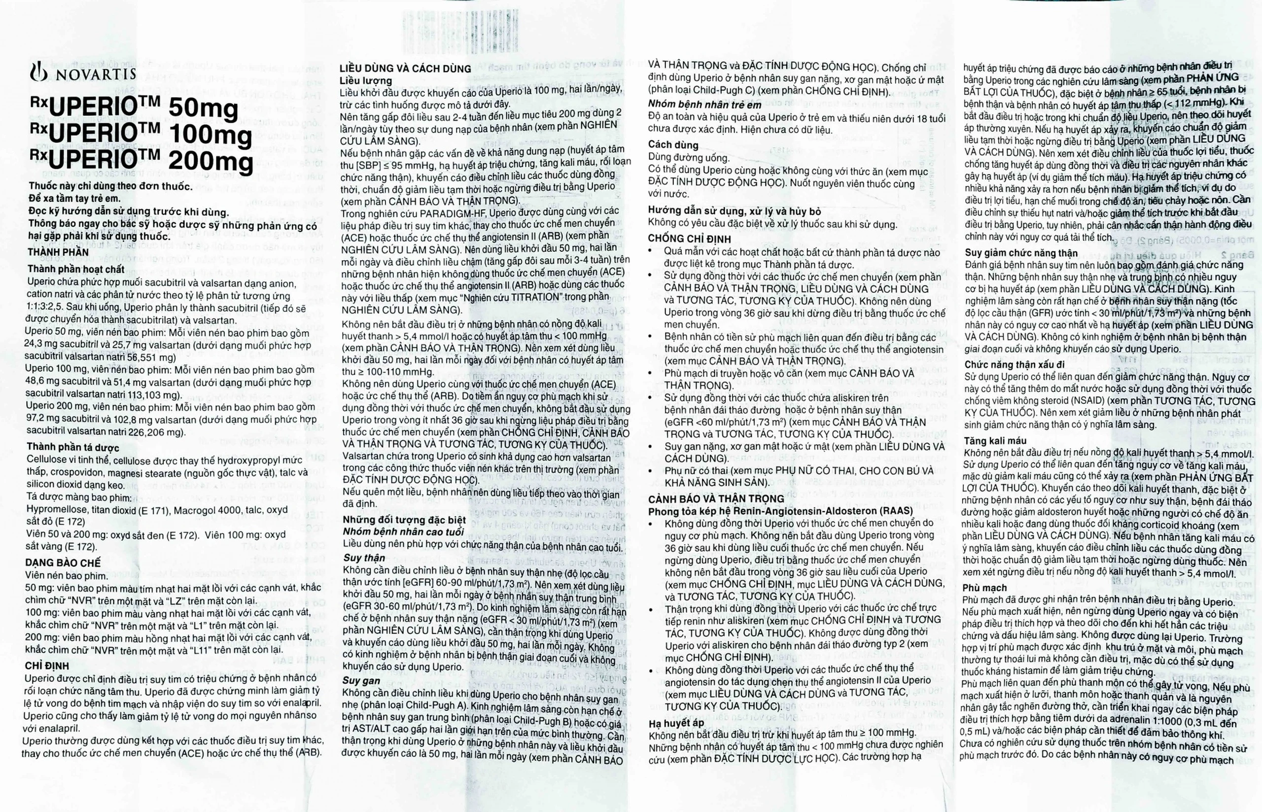 Thuốc Uperio 200mg Novartis điều trị suy tim (4 vỉ x 7 viên)