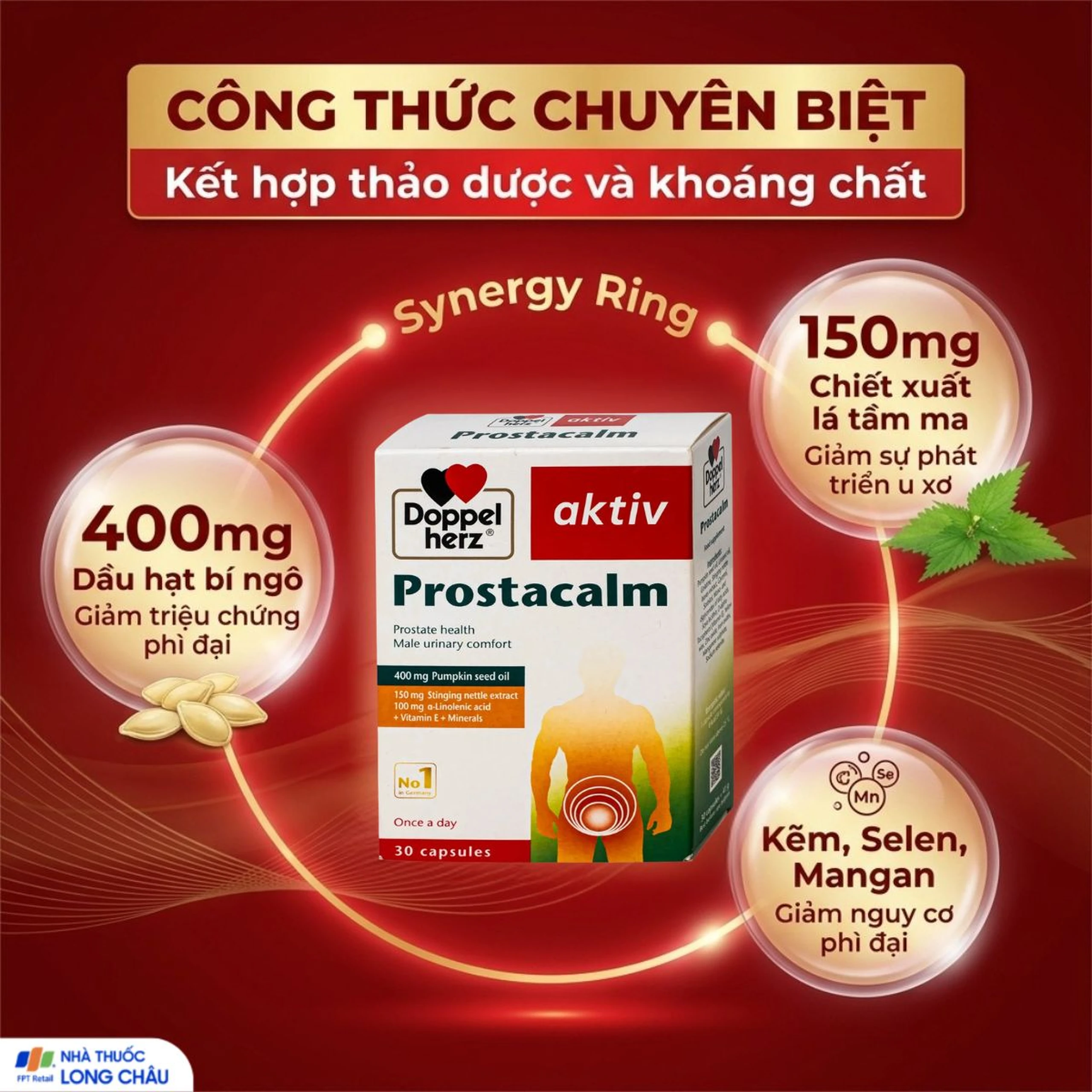 Viên uống giúp giảm triệu chứng do bệnh phì đại tiền liệt tuyến cho nam giới Doppelherz Aktiv Prostacalm (3 vỉ x 10 viên) 3
