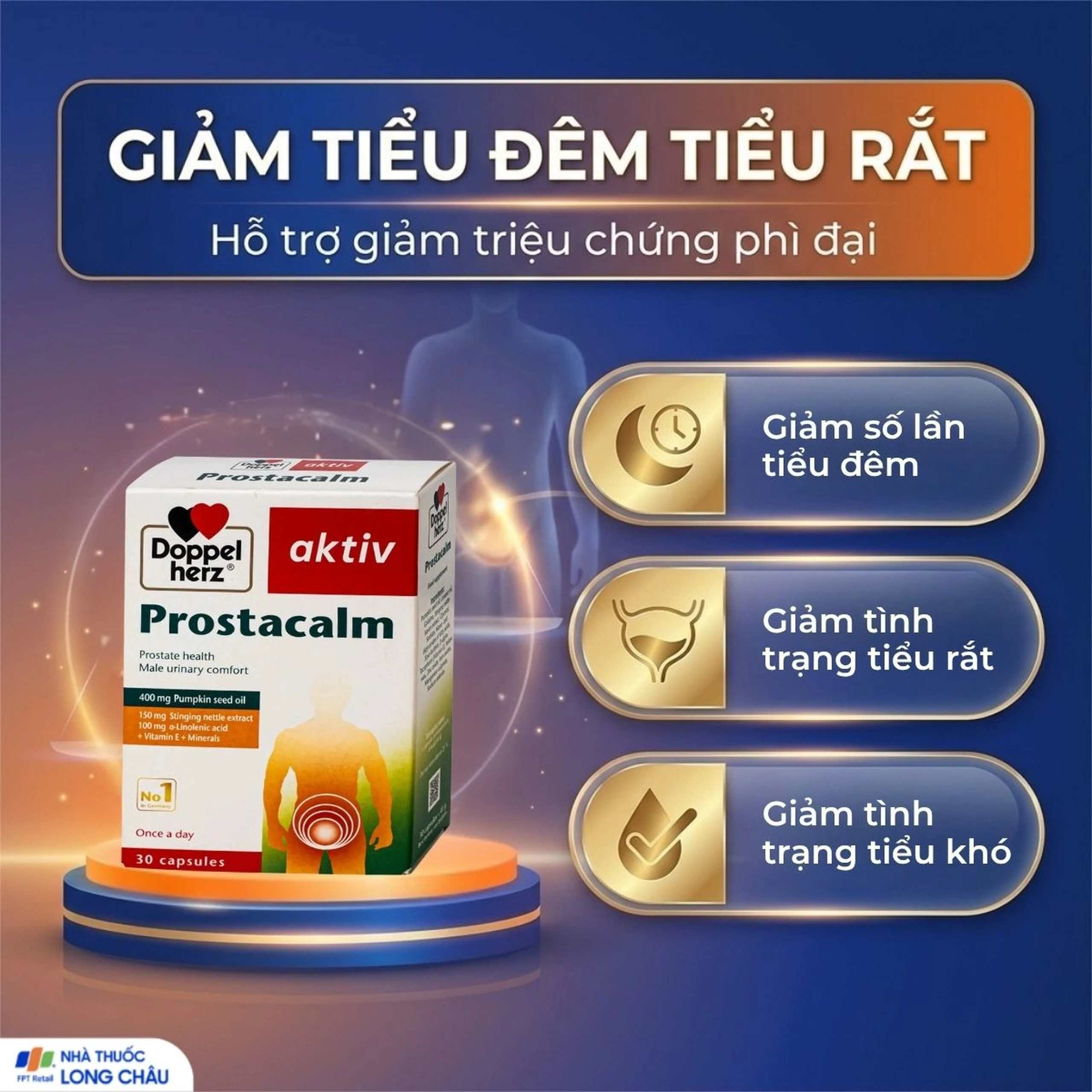 Viên uống giúp giảm triệu chứng do bệnh phì đại tiền liệt tuyến cho nam giới Doppelherz Aktiv Prostacalm (3 vỉ x 10 viên) 4