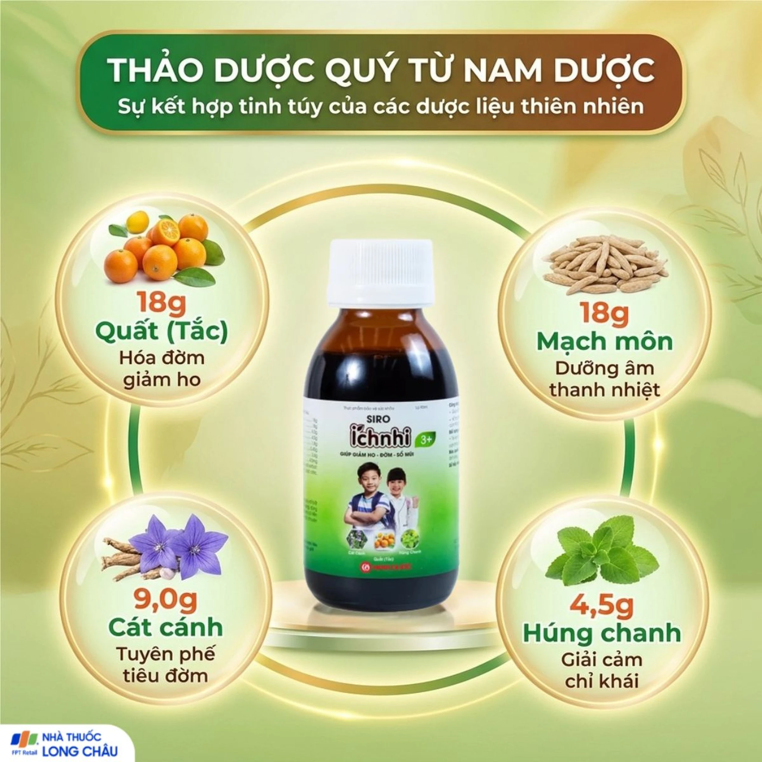 Siro hỗ trợ giảm ho tiêu đờm Ích Nhi 3+ Nam Dược (90ml) 4