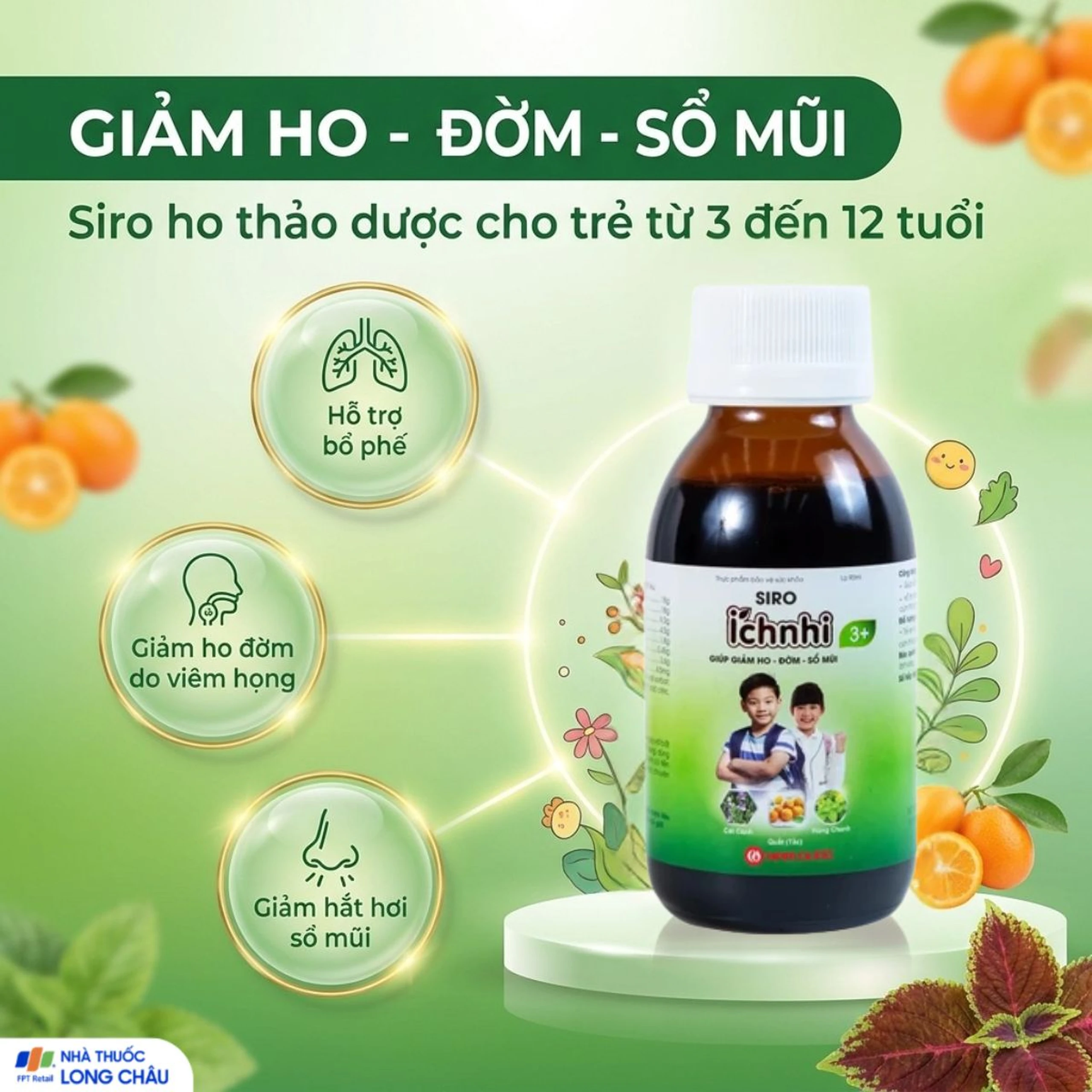 Siro hỗ trợ giảm ho tiêu đờm Ích Nhi 3+ Nam Dược (90ml) 2