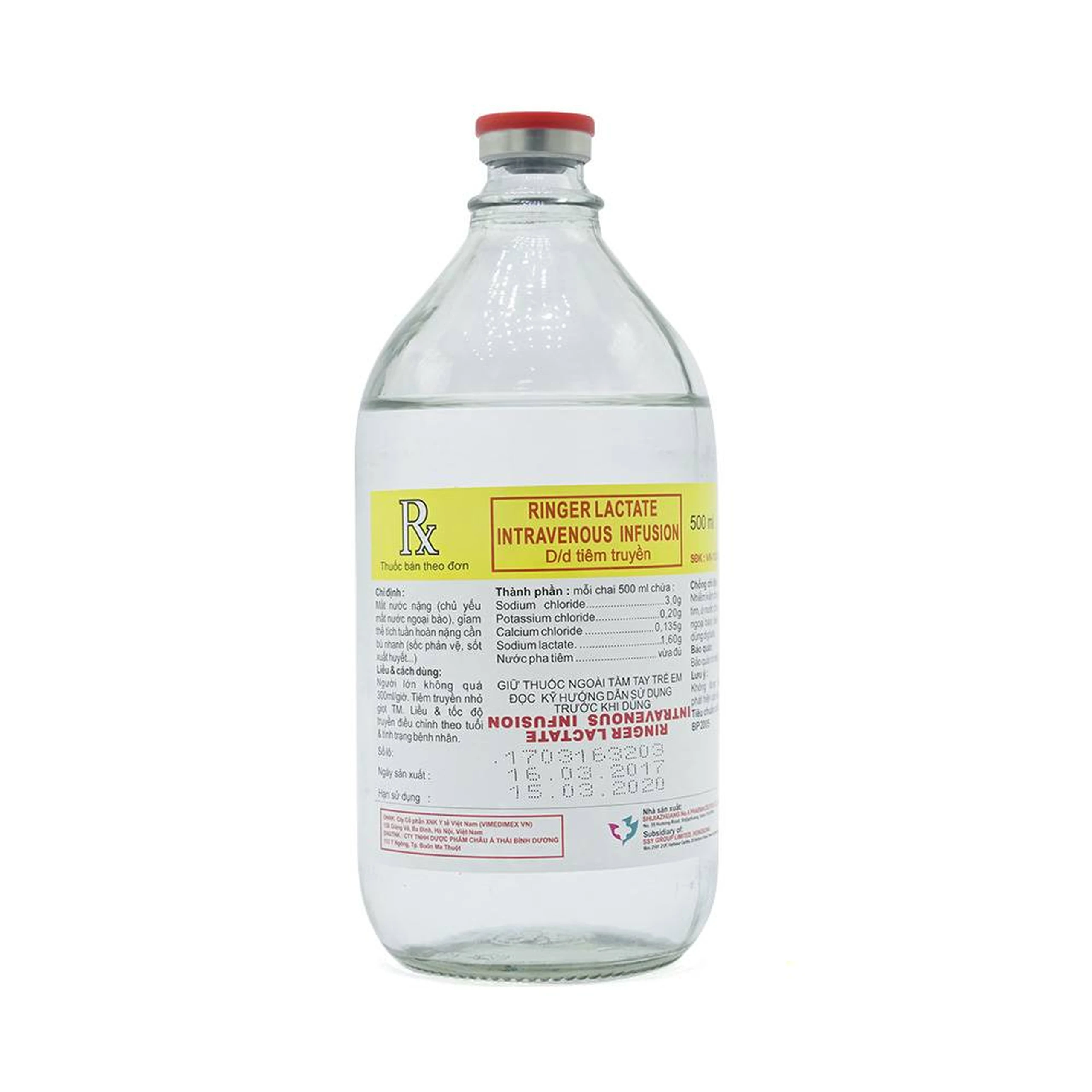 Dung dịch Ringer Lactate Intravenous Infusion truyền tĩnh mạch bù nước và điện giải (500ml)