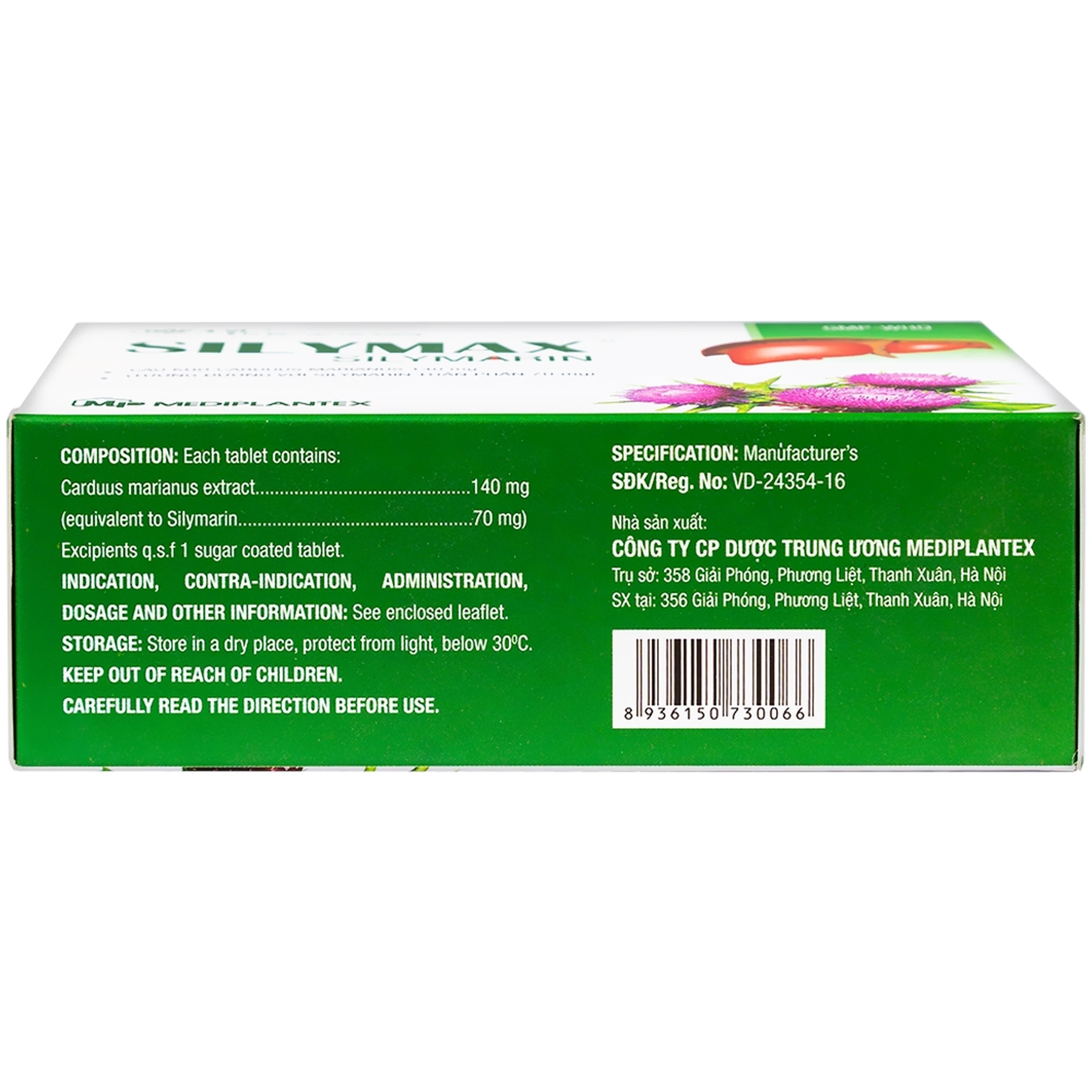 Thuốc Silymax Silymarin Mediplantex điều trị viêm gan do virus, xơ gan (4 vỉ x 15 viên)