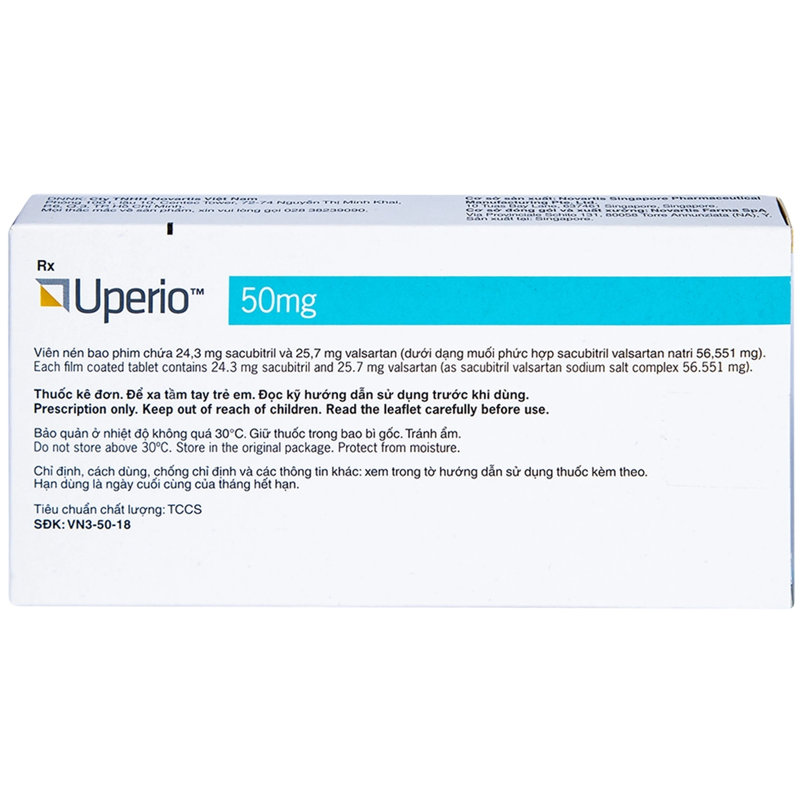 Thuốc Uperio 50mg Novartis điều trị suy tim (2 vỉ x 14 viên)