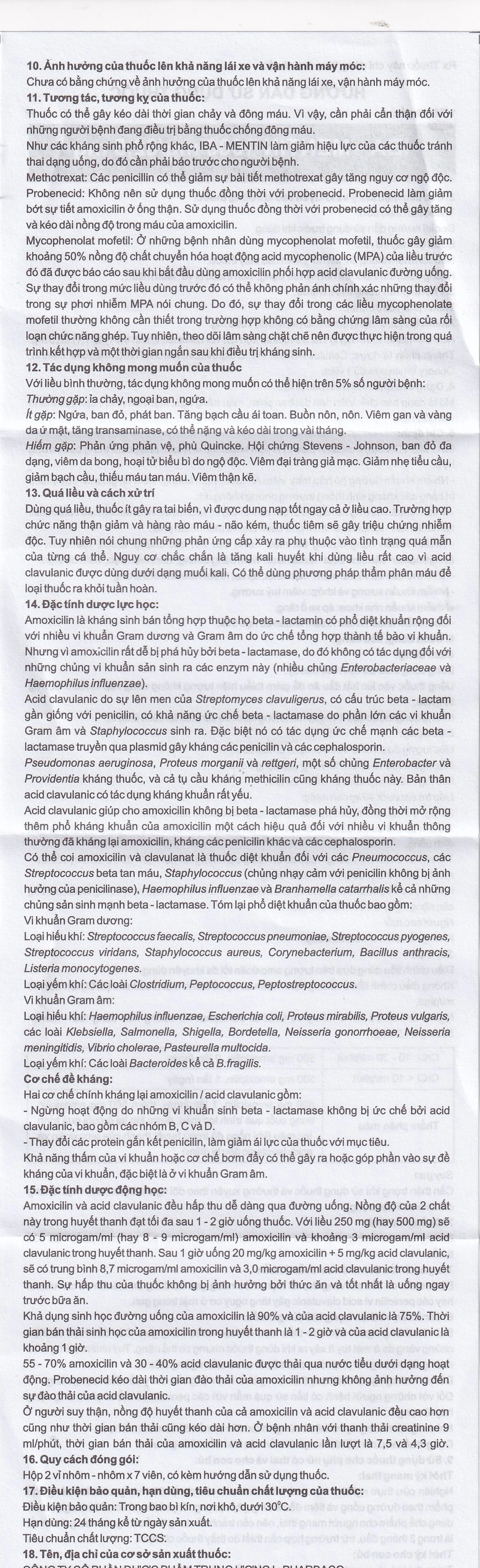 Thuốc Iba-Mentin 1000mg/62.5mg Pharbaco điều trị viêm Amidan, viêm xoang, viêm phế quản (2 vỉ x 7 viên)