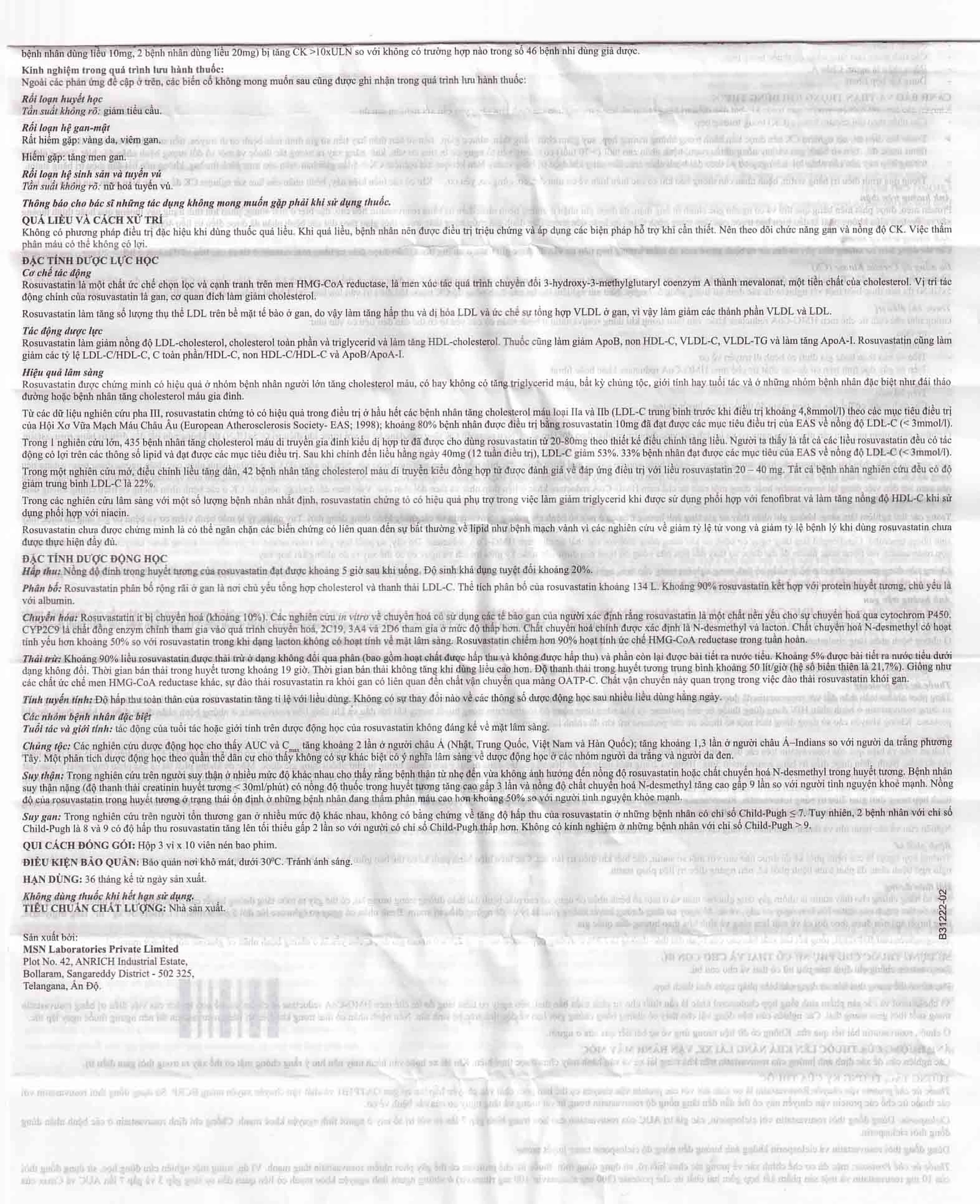 Thuốc LDNIL 10 MSN điều trị tăng cholesterol (3 vỉ x10 viên)