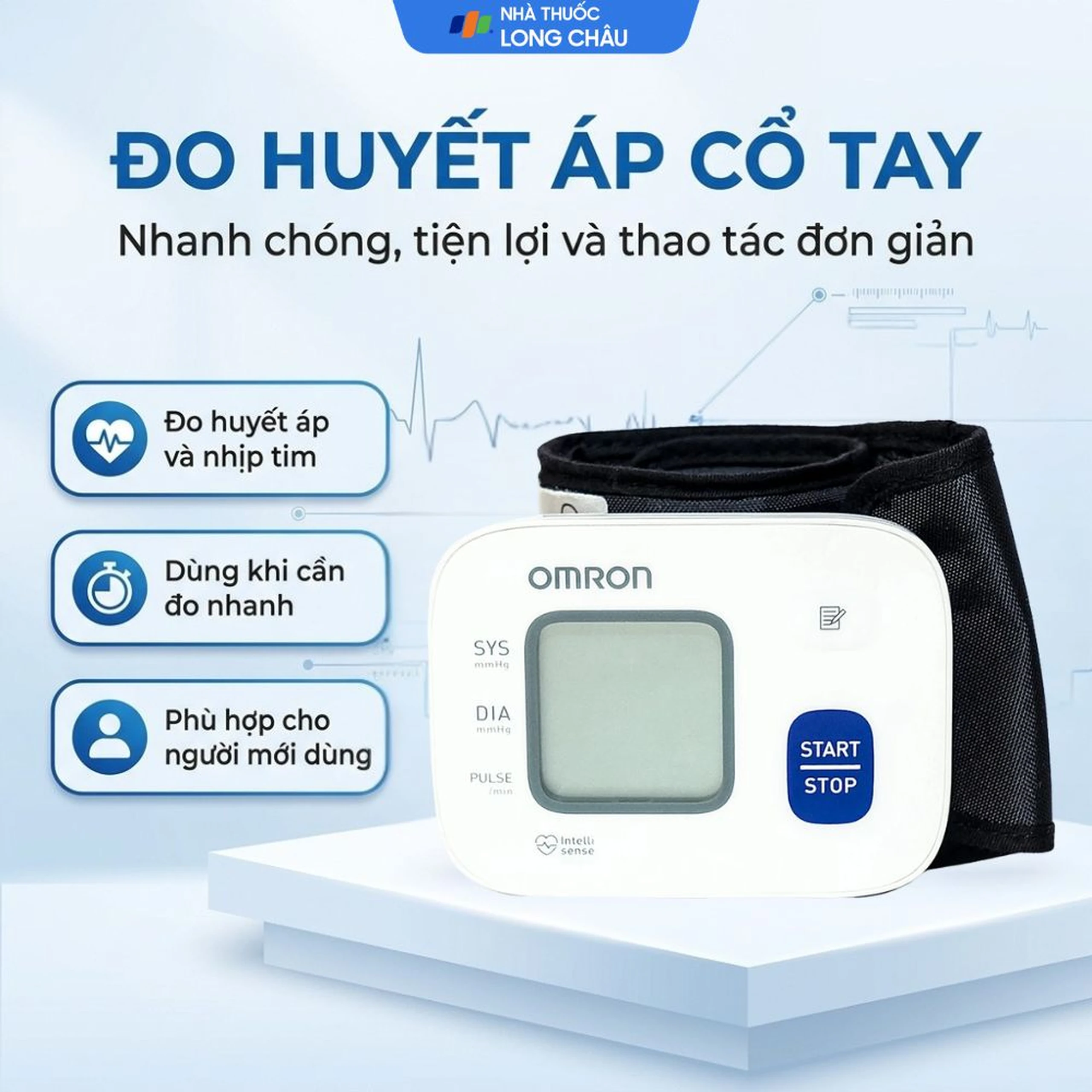 Máy đo huyết áp cổ tay Omron HEM 6161 hỗ trợ đo huyết áp, nhịp tim 2