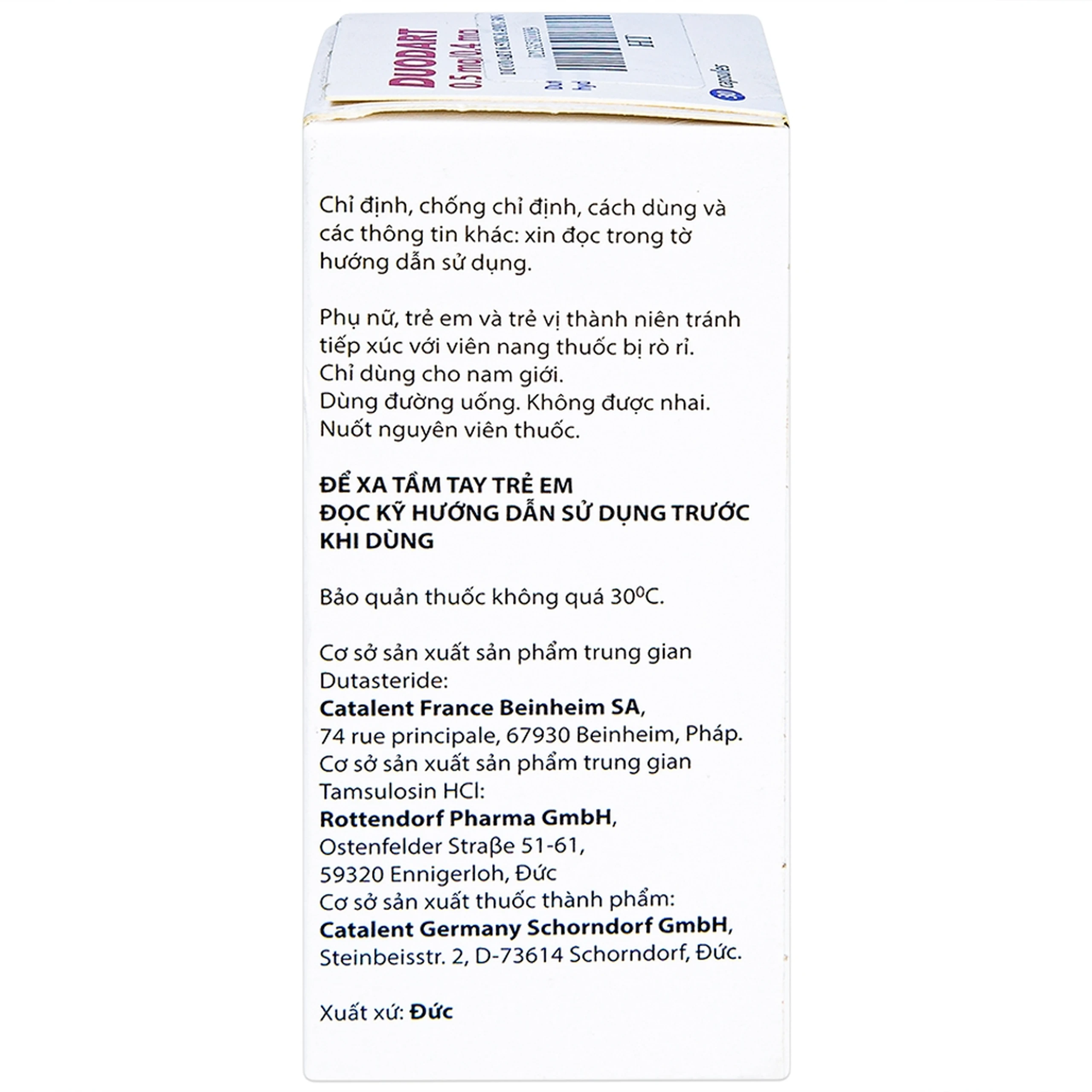 Thuốc Duodart 0.5mg/0.4mg GSK điều trị bệnh phì đại lành tính tuyến tiền liệt (30 viên)